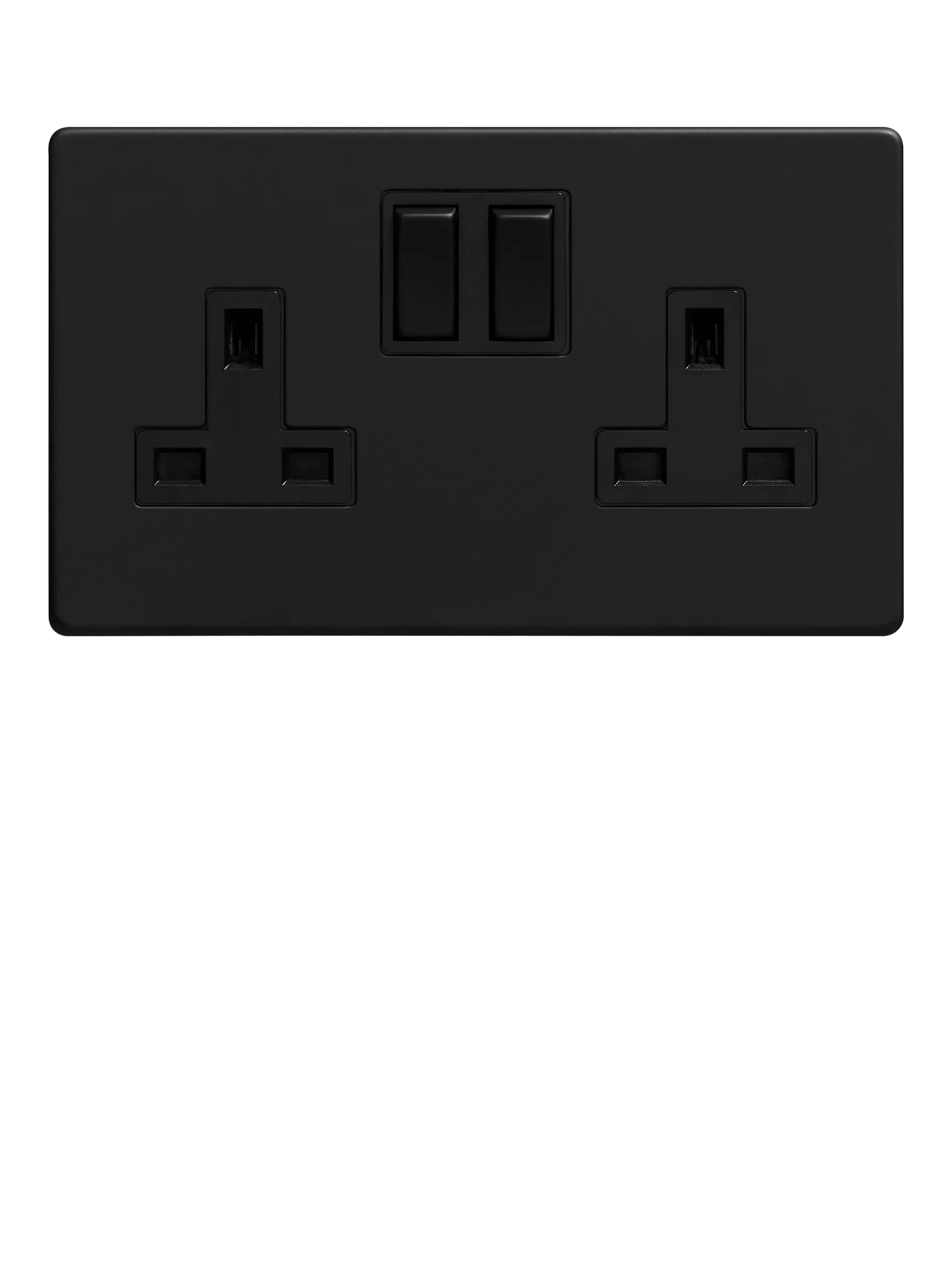 Dowsing & Reynolds double plug socket matt black, imported from the UK