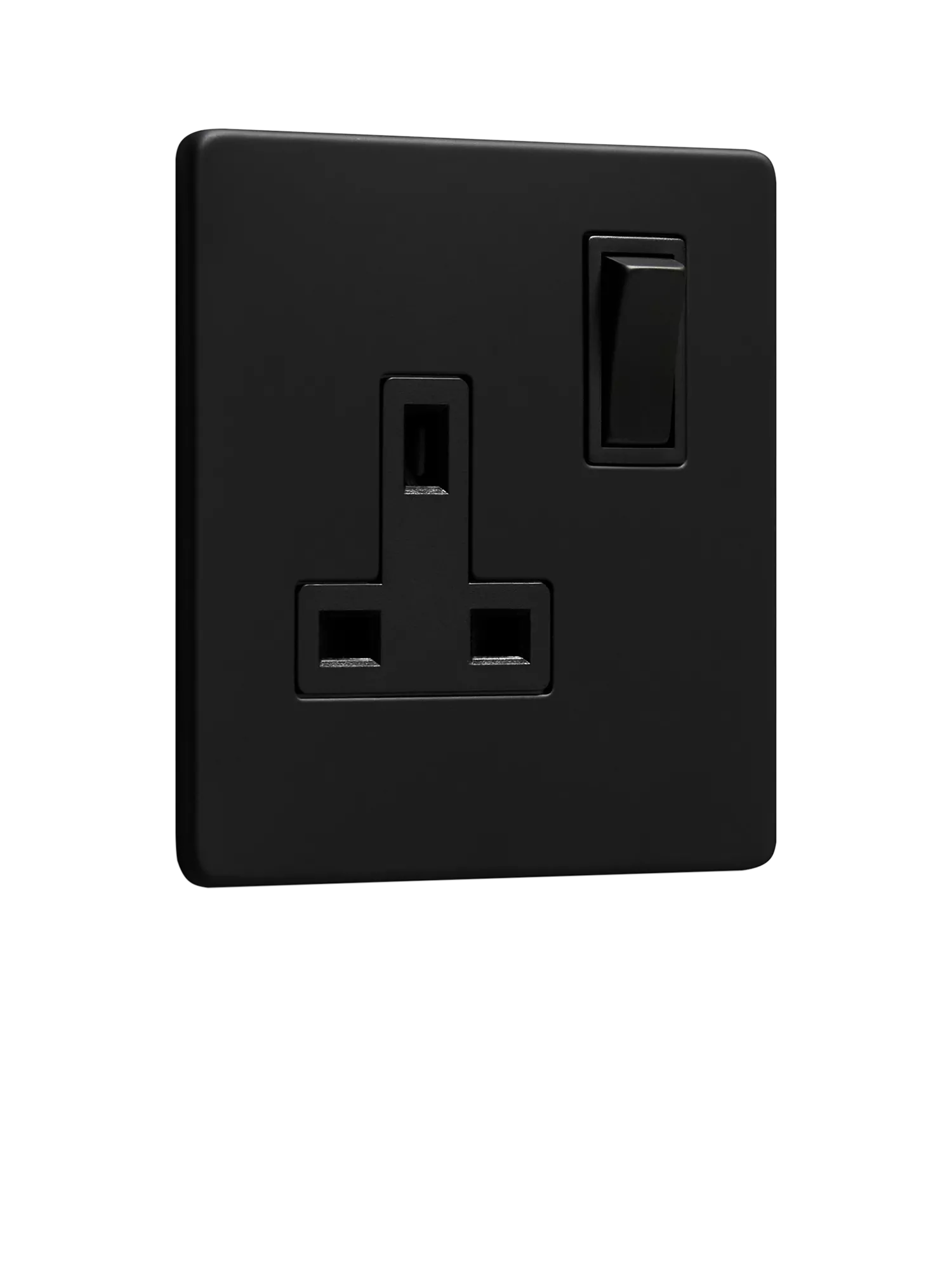 Dowsing & Reynolds single plug socket matt black black insert - British product
