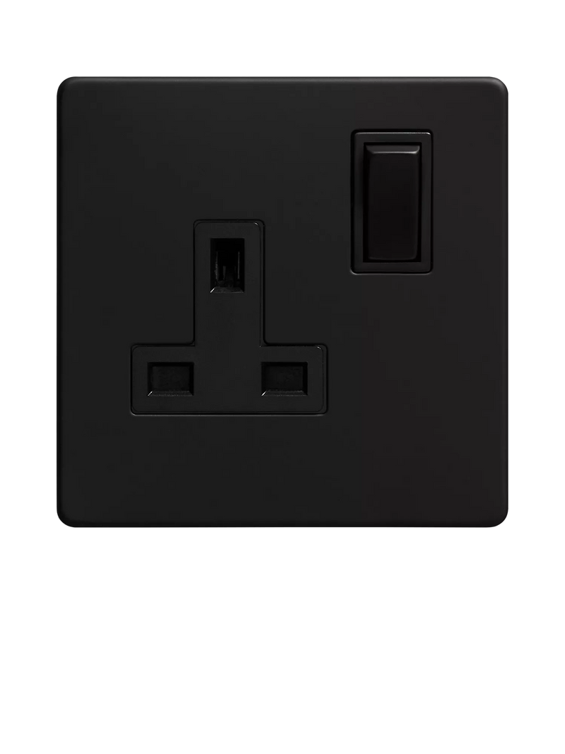 Dowsing & Reynolds single plug socket matt black black insert - British product