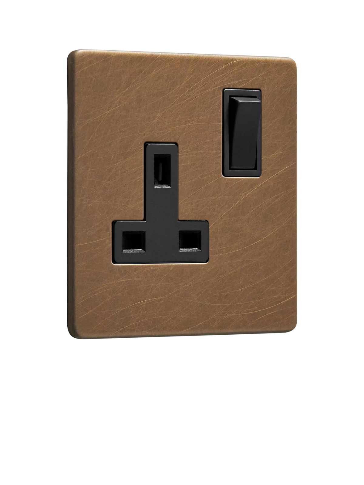 Dowsing & Reynolds single plug socket antique brass black insert (British brand)