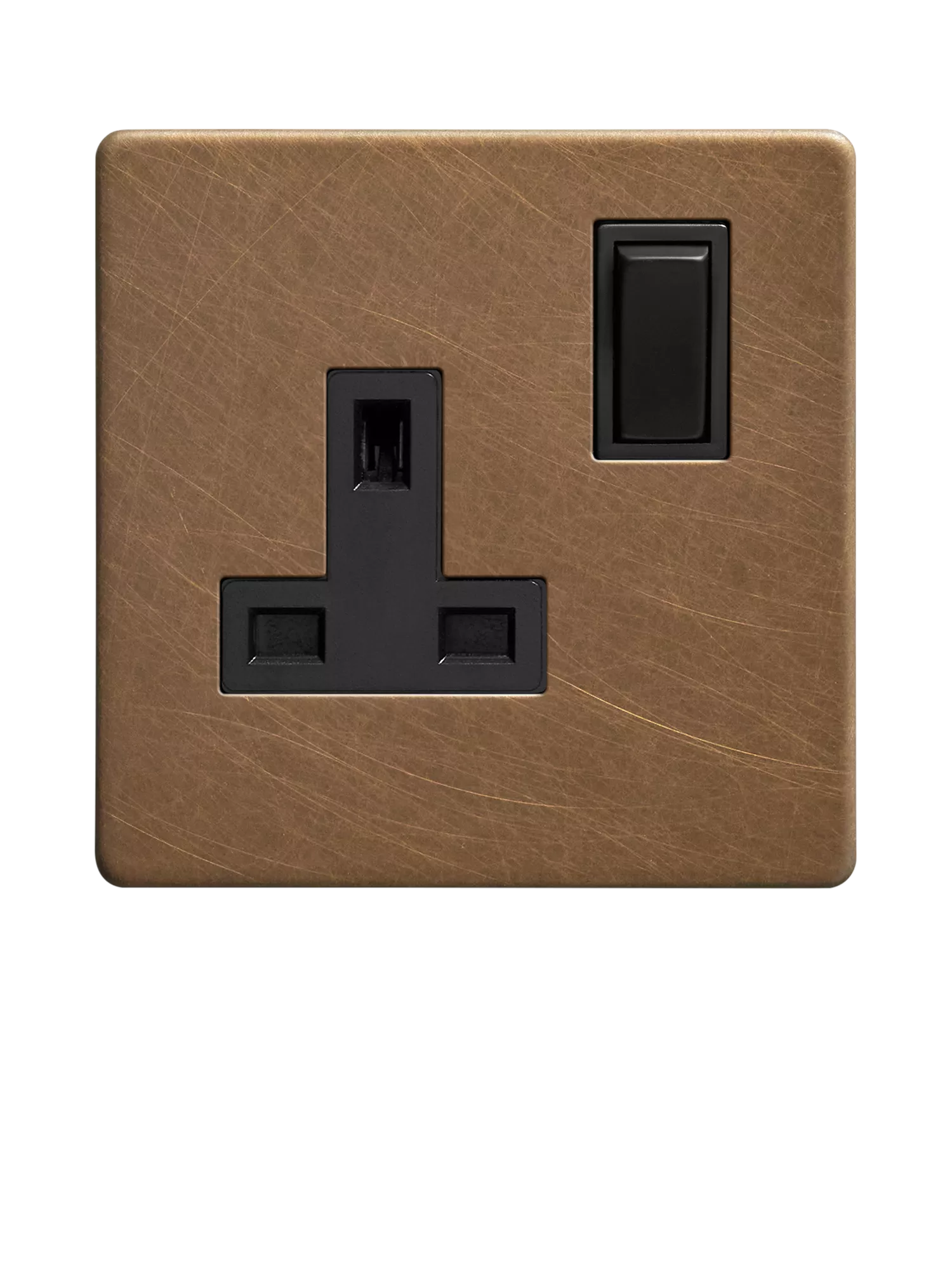 Dowsing & Reynolds single plug socket antique brass black insert (British brand)