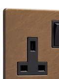 Dowsing & Reynolds single plug socket antique brass black insert (British brand)
