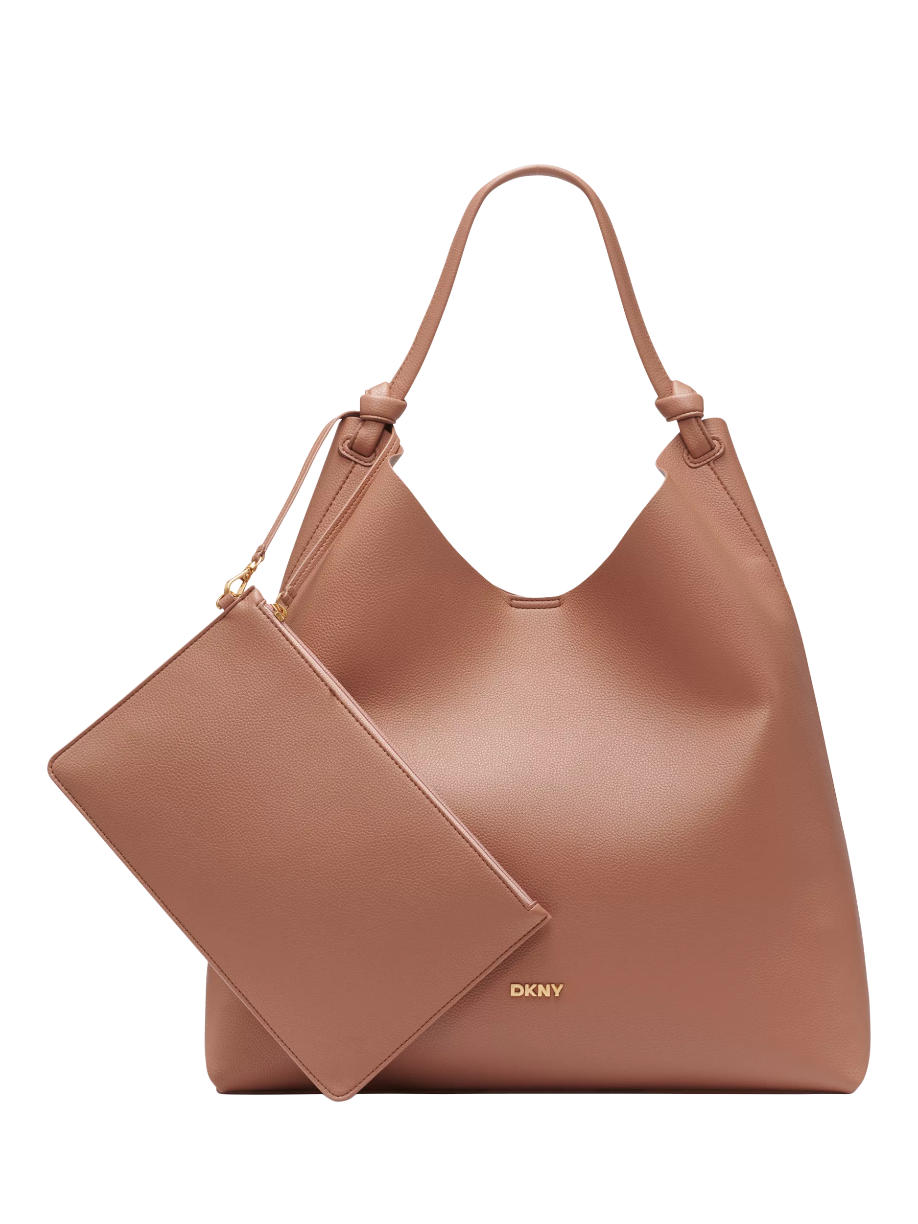 DKNY Paula Faux Leather Hobo Handbag, Hot Cocoa