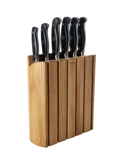 John Lewis Robert Welch Professional Book Oak Wood Knife Block and 6 Kitchen Knives- Buy online at McGrocer