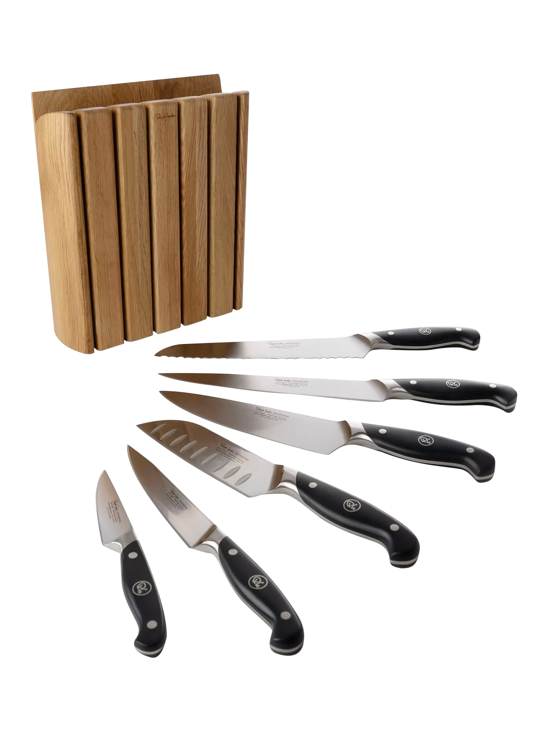 Robert Welch Professional Book Oak knife block with 6 knives - British product