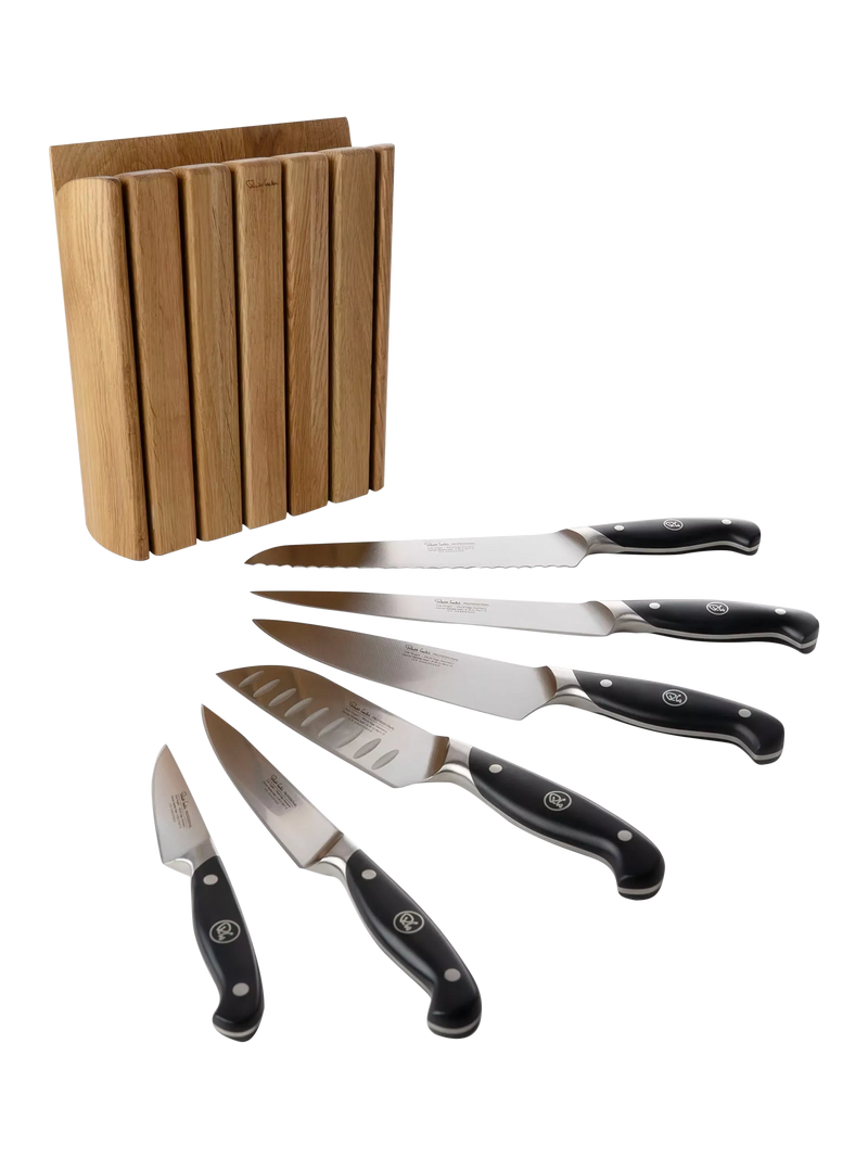 Robert Welch Professional Book Oak knife block with 6 knives - British product