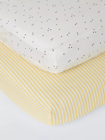 John Lewis John Lewis Wonder Spot Fitted Cotbed Sheets Pack of 2 Multi- Buy online at McGrocer