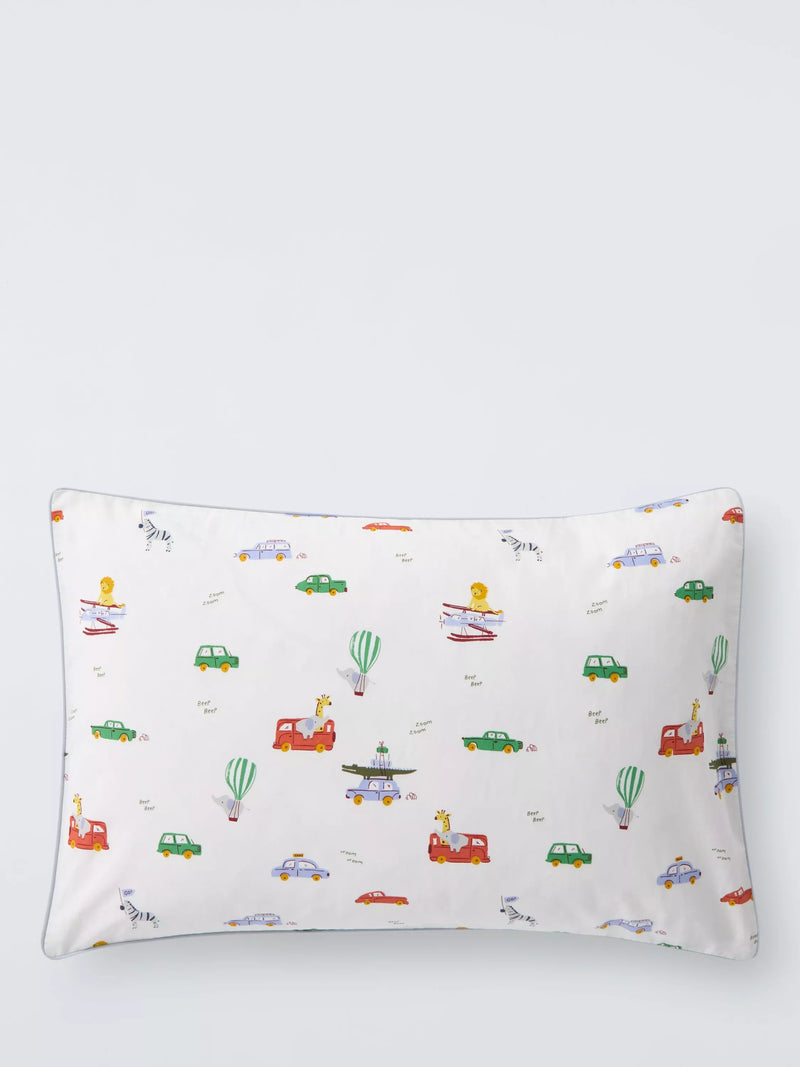 John Lewis animal transport reversible cotbed duvet cover set 120x140cm, imported from the UK