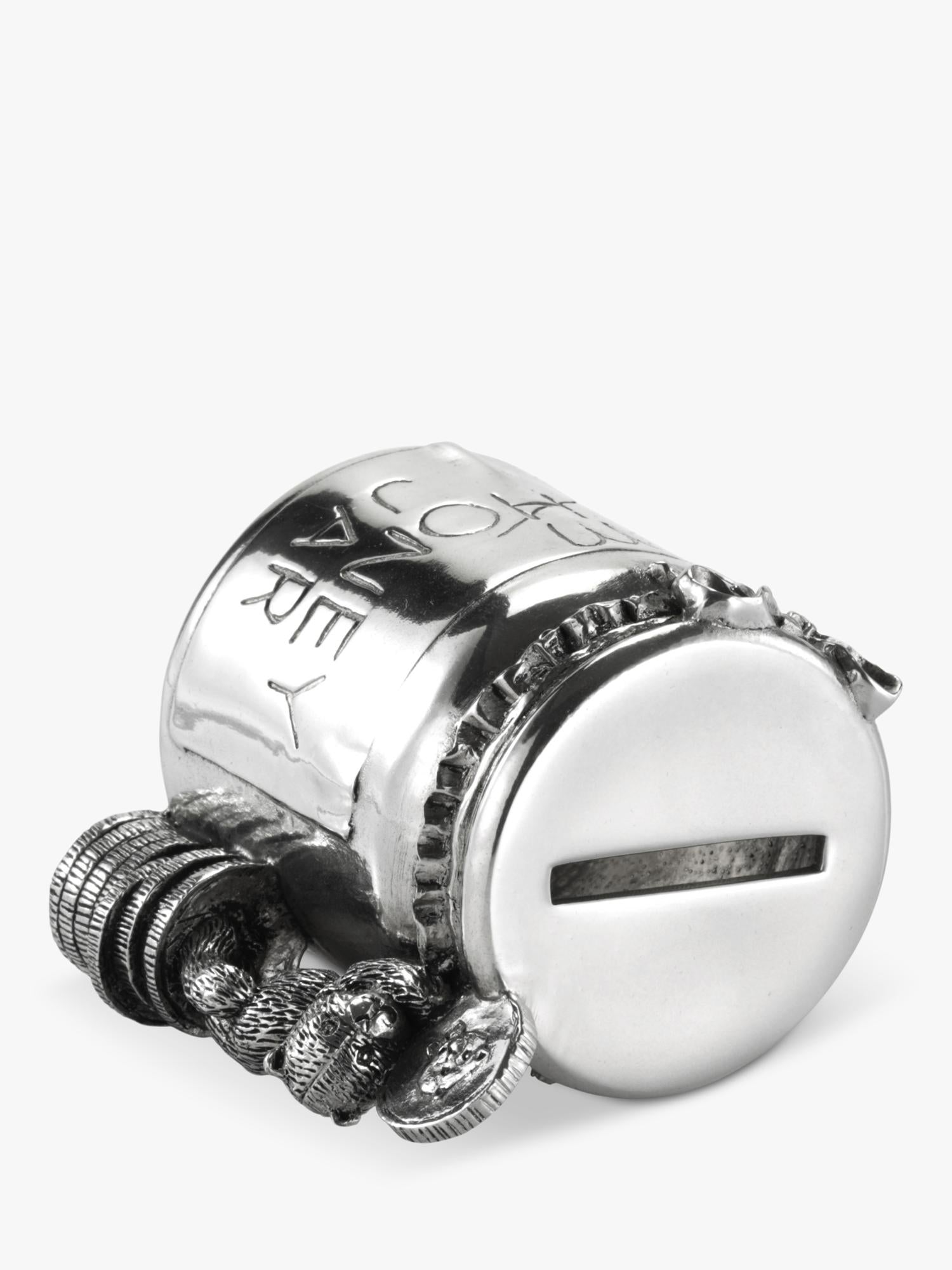 Royal Selangor pewter teddy money box in wooden gift box, imported from the UK