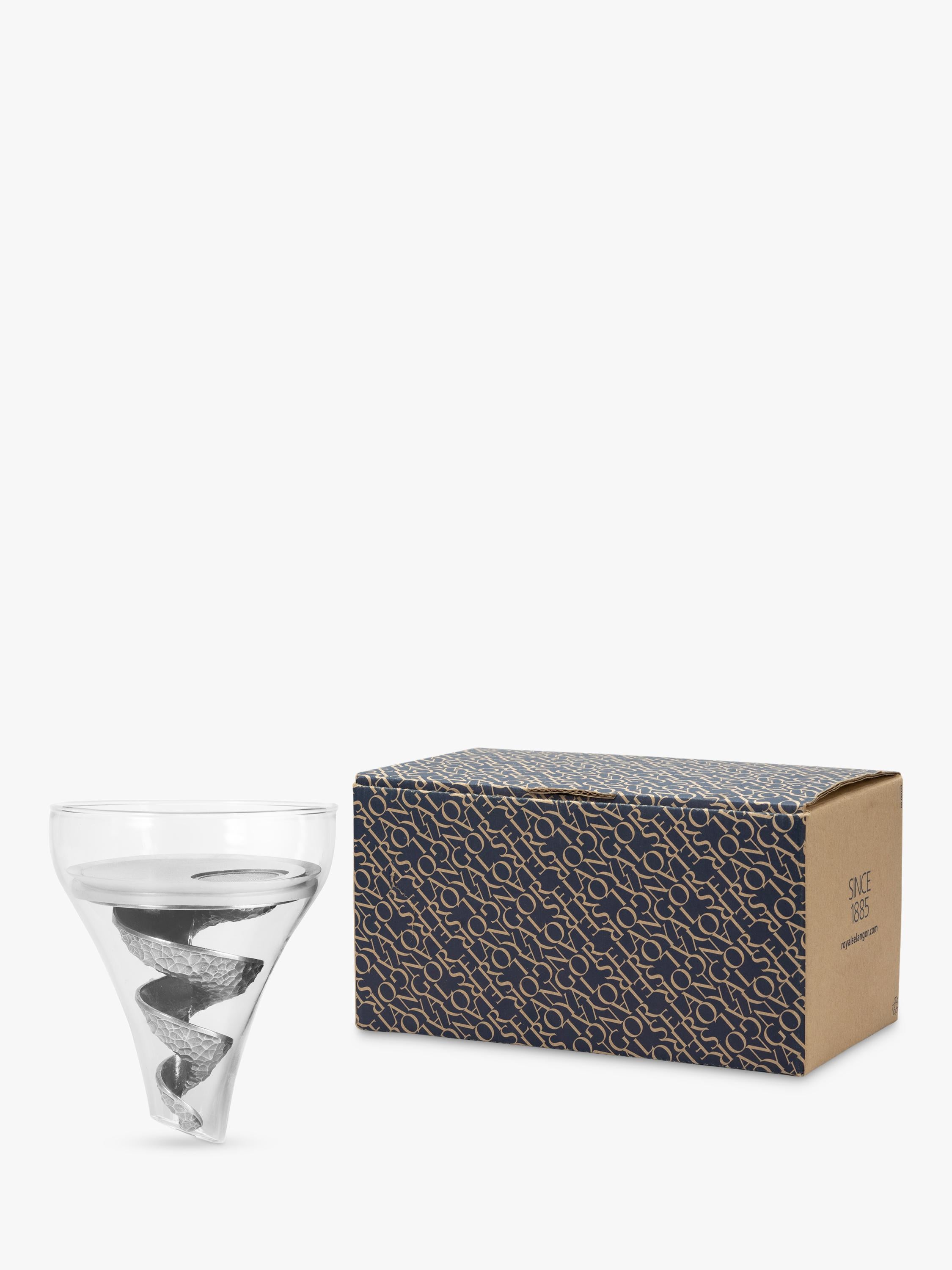 Royal Selangor Helix pewter wine funnel with sieve, imported from the UK