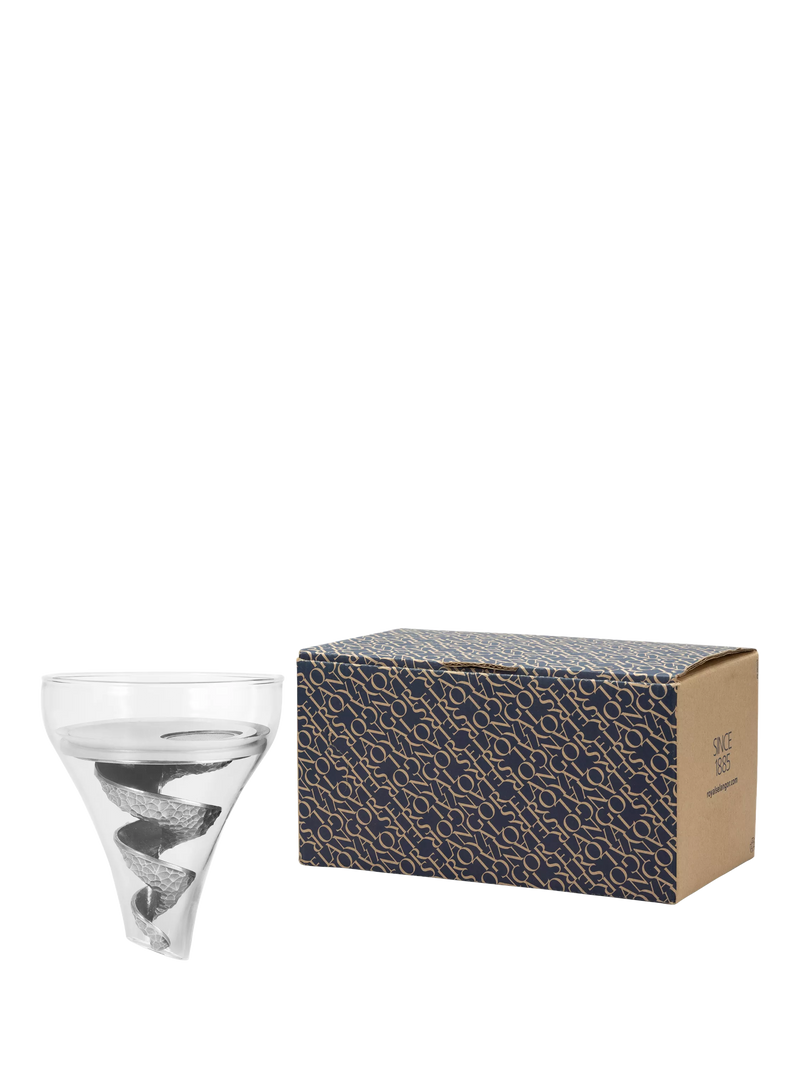 Royal Selangor Helix pewter wine funnel with sieve, imported from the UK