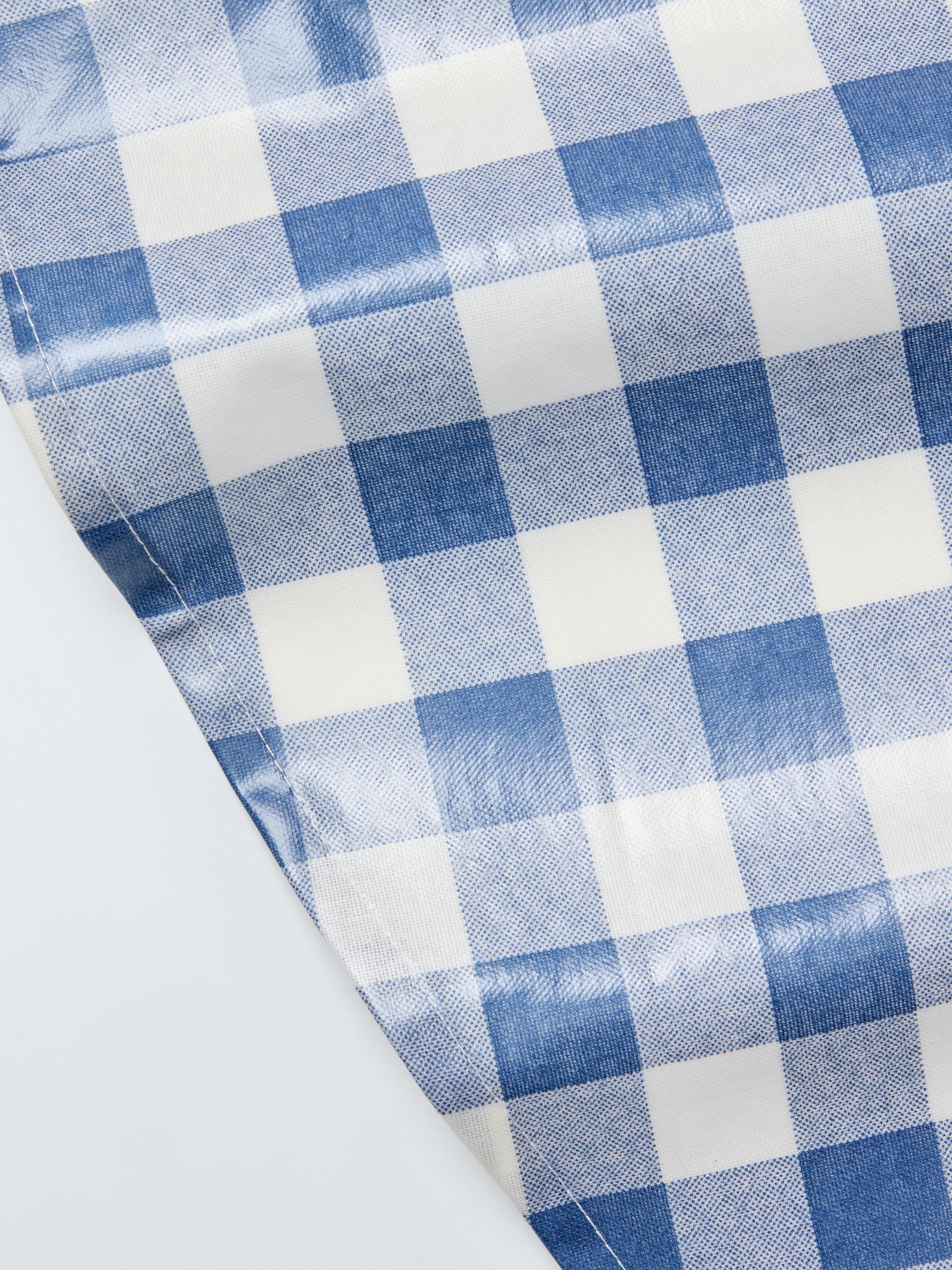 John Lewis blue gingham print round tablecloth 160cm - British product