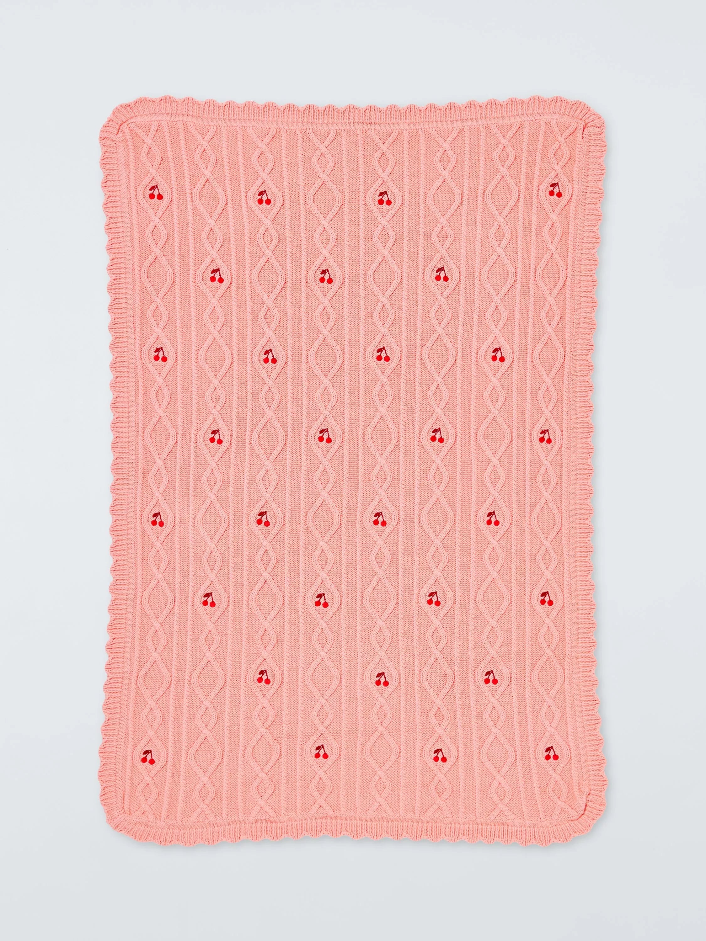 John Lewis Wander cherry cable knit baby blanket pink 70x100cm - British product