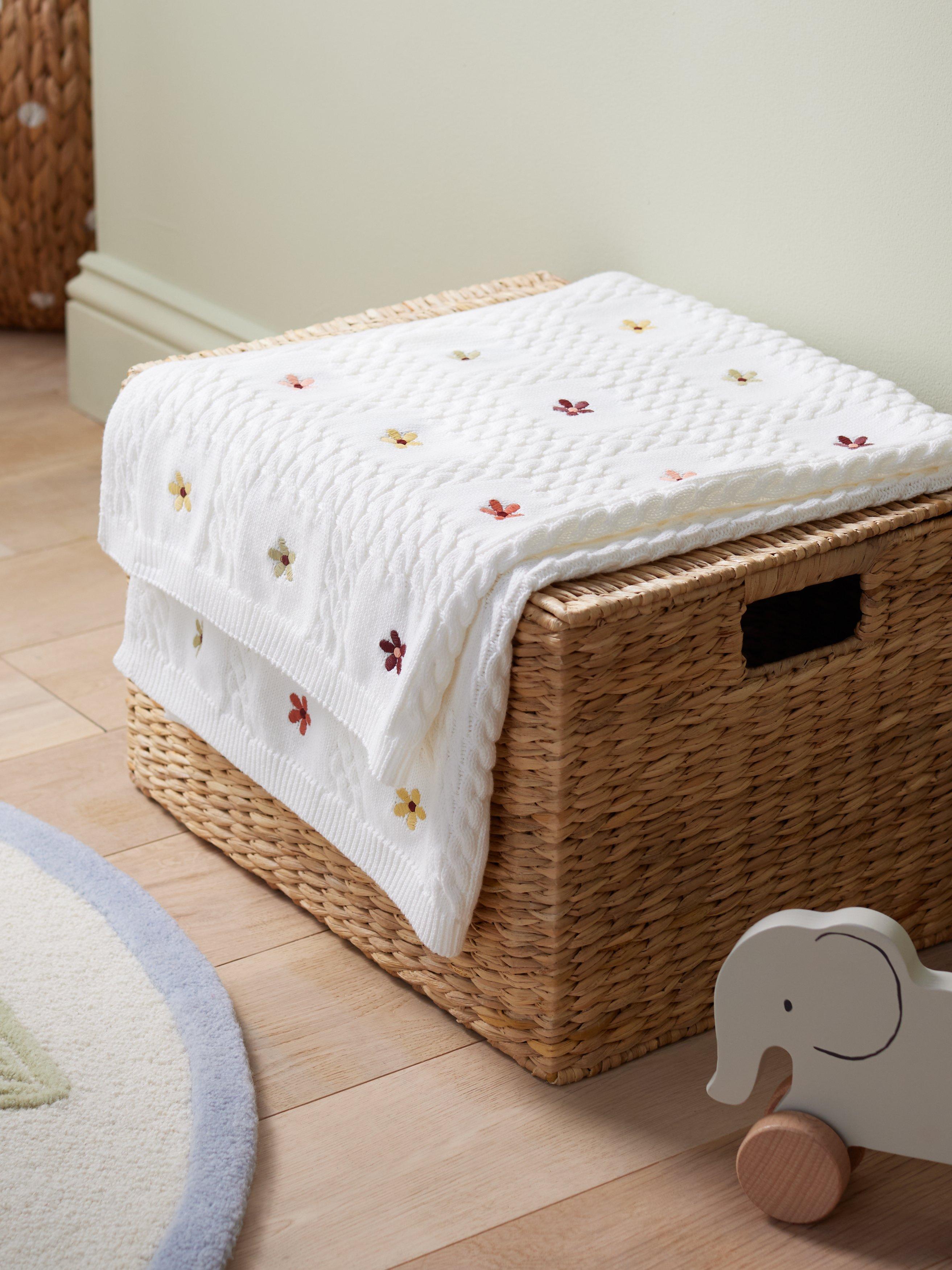 John Lewis embroidered floral baby blanket 70x100cm, imported from the UK