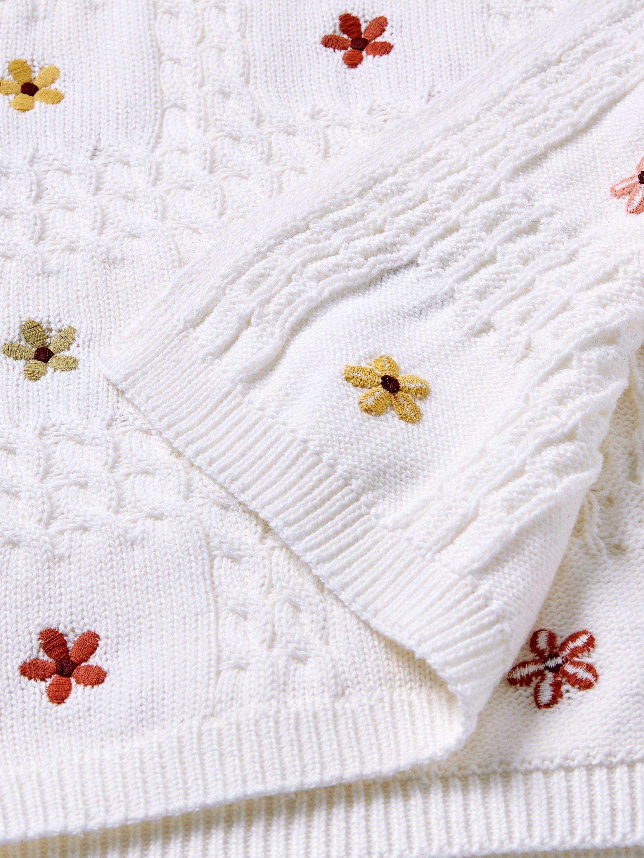 John Lewis embroidered floral baby blanket 70x100cm, imported from the UK