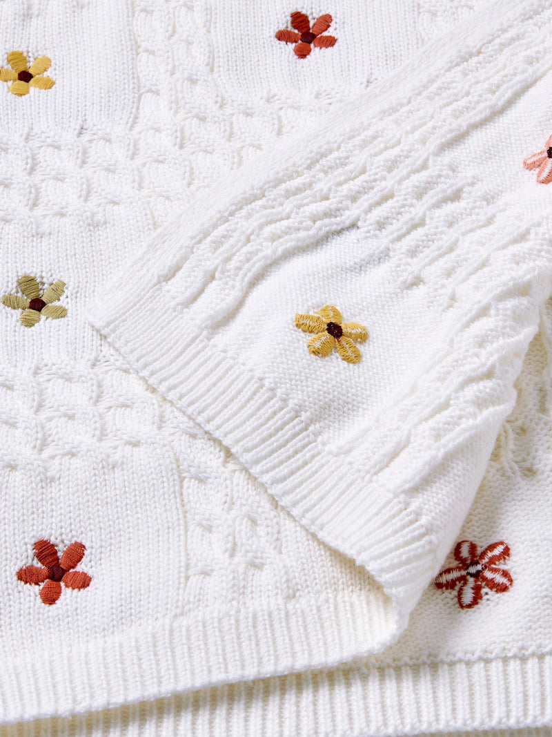 John Lewis embroidered floral baby blanket 70x100cm, imported from the UK