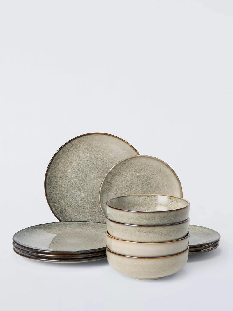 John Lewis Artisan stoneware dinnerware set 12 piece natural - British product