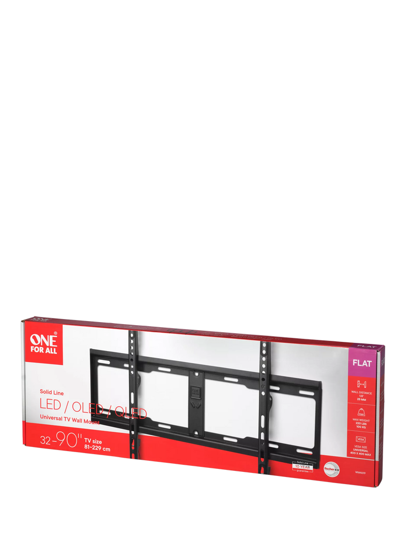One For All flat fixed TV bracket for 32 to 90 inch TVs, imported from the UK