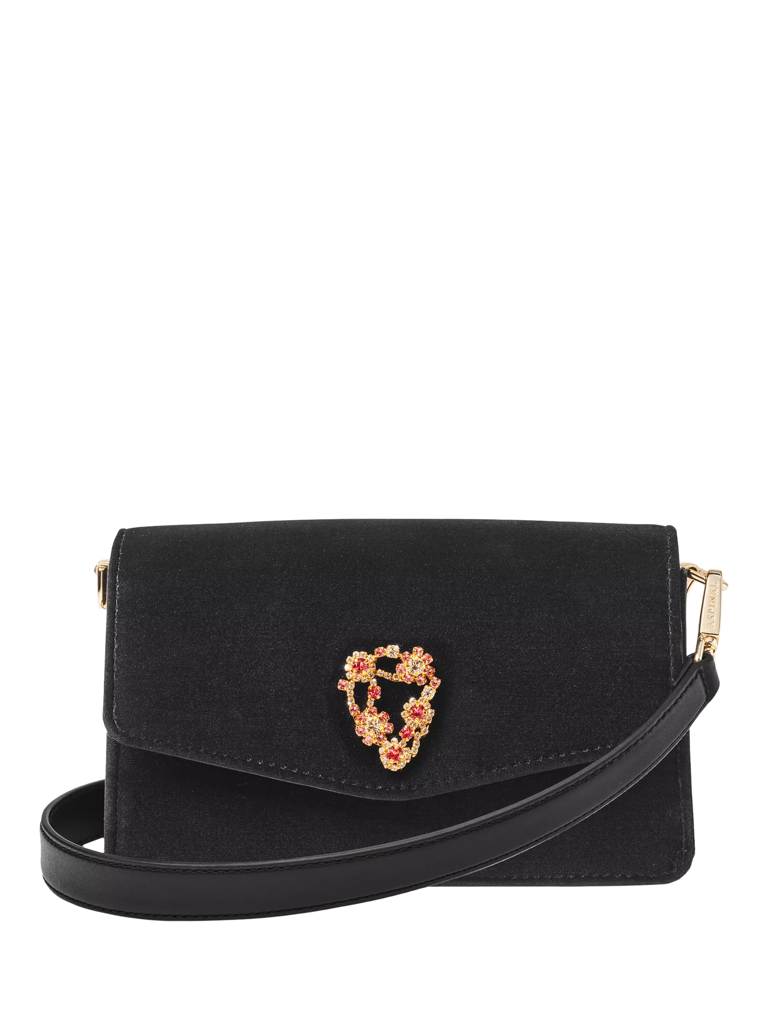 Aspinal of London Eliza velvet clutch bag black - British product