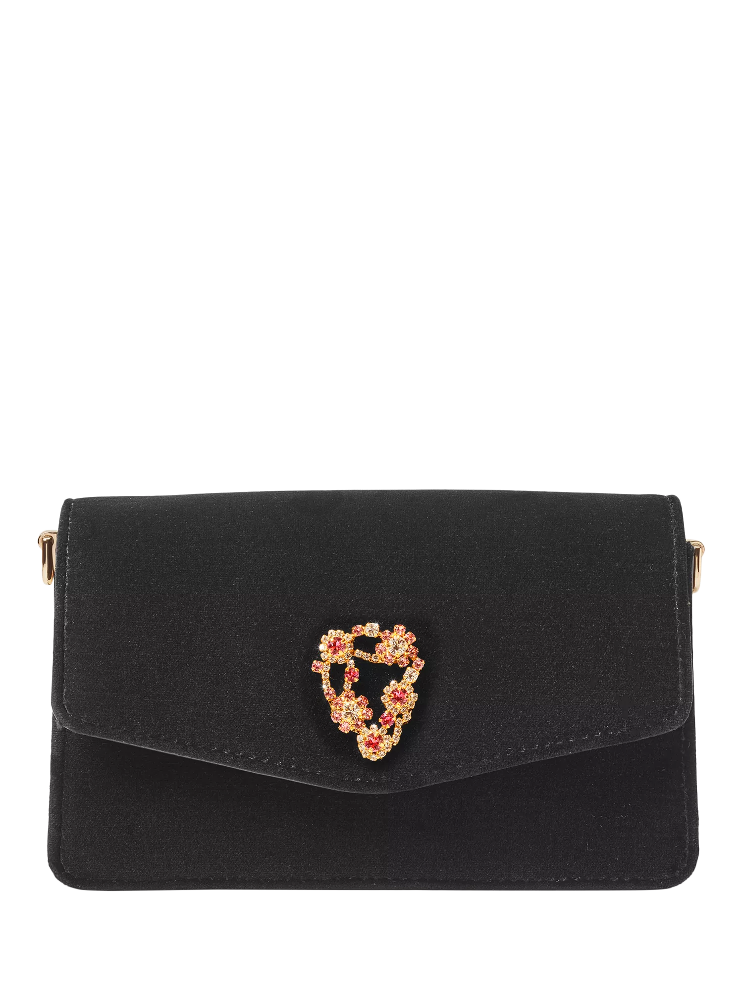 Aspinal of London Eliza velvet clutch bag black - British product
