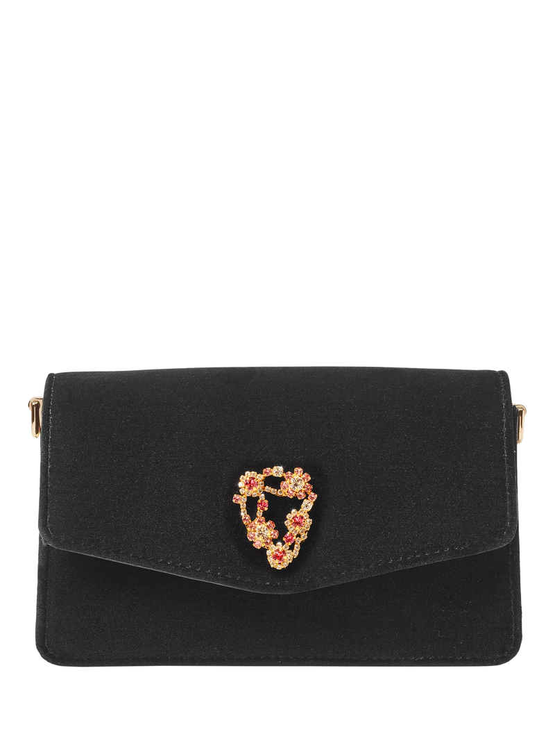 Aspinal of London Eliza velvet clutch bag black - British product