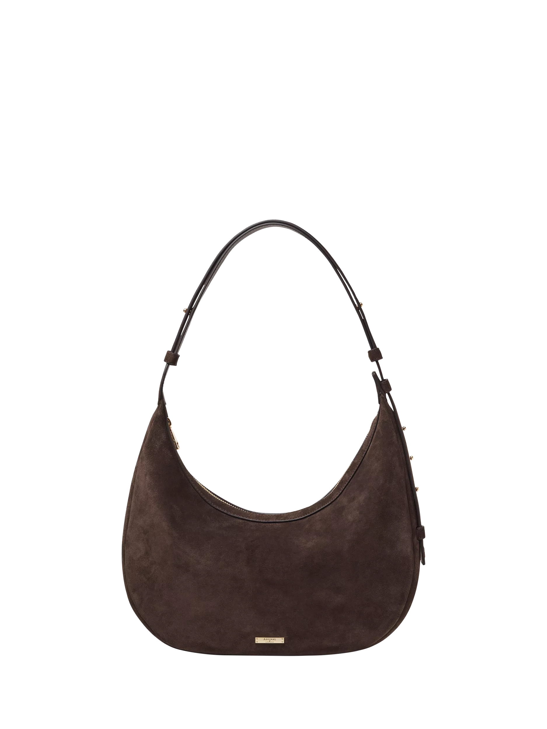 Aspinal of London large crescent suede bag, UK version