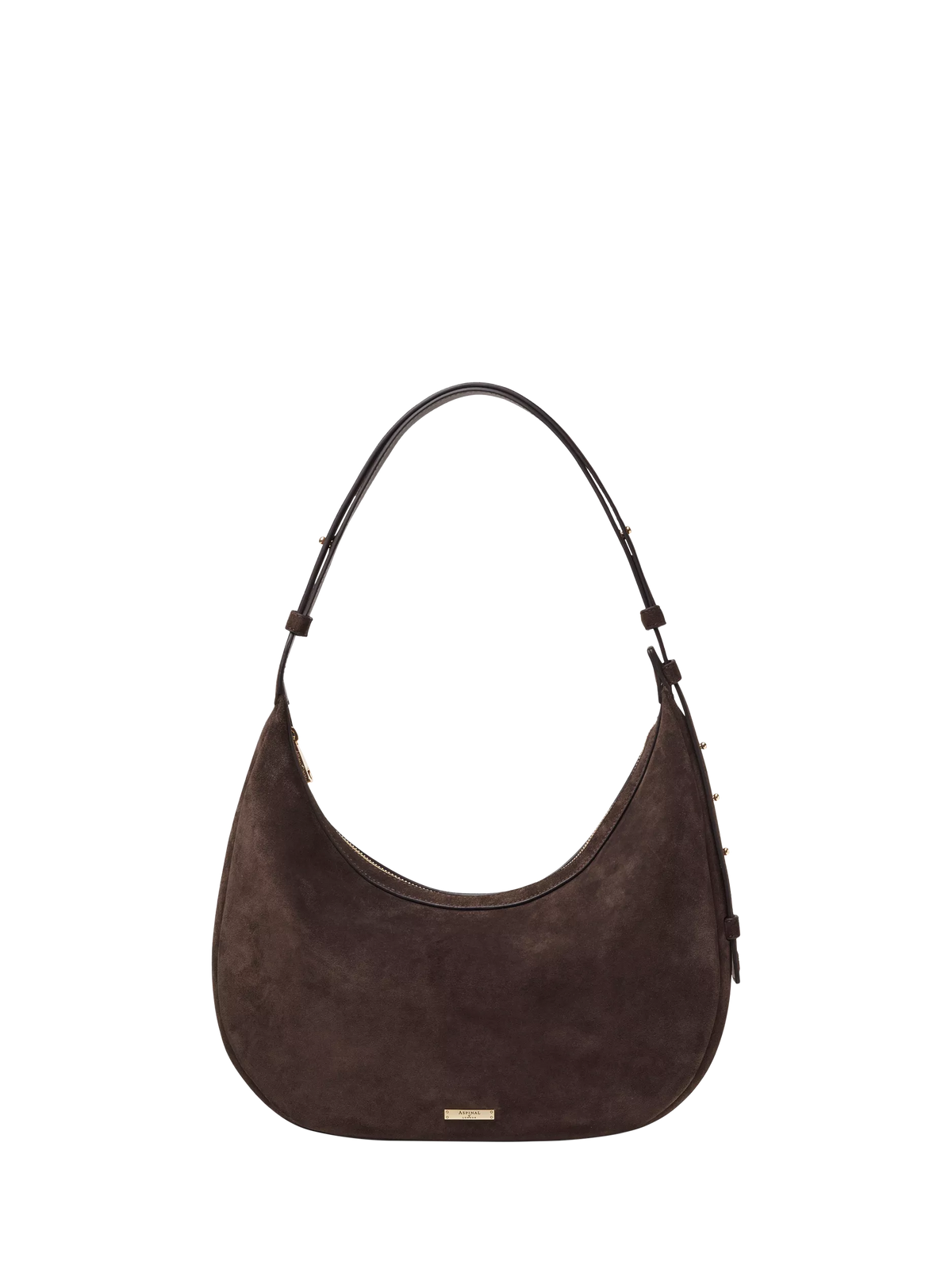 Aspinal of London large crescent suede bag, UK version