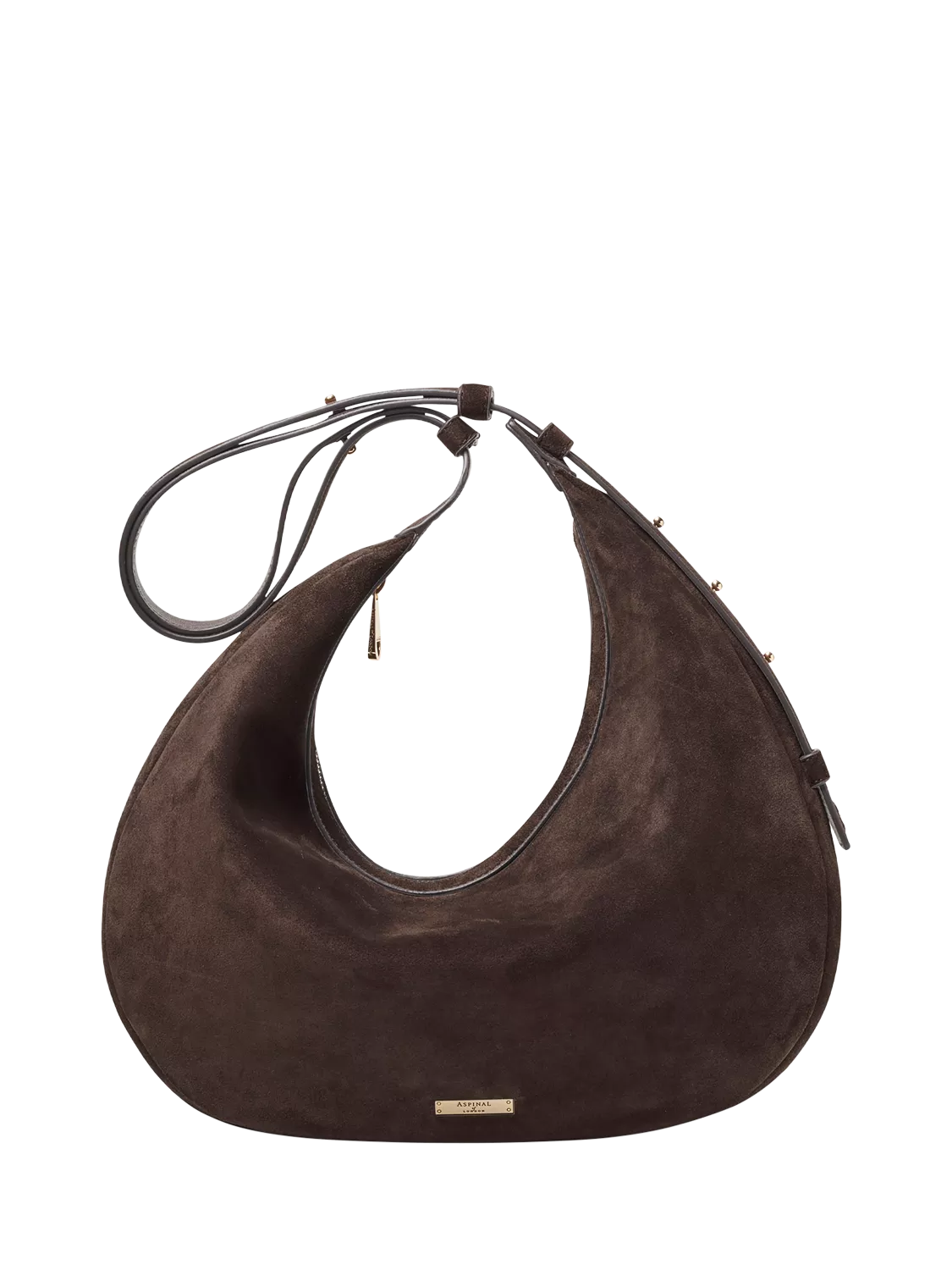 Aspinal of London large crescent suede bag, UK version