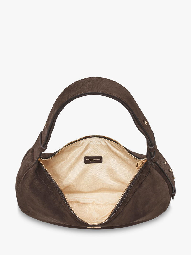 Aspinal of London large crescent suede bag, UK version