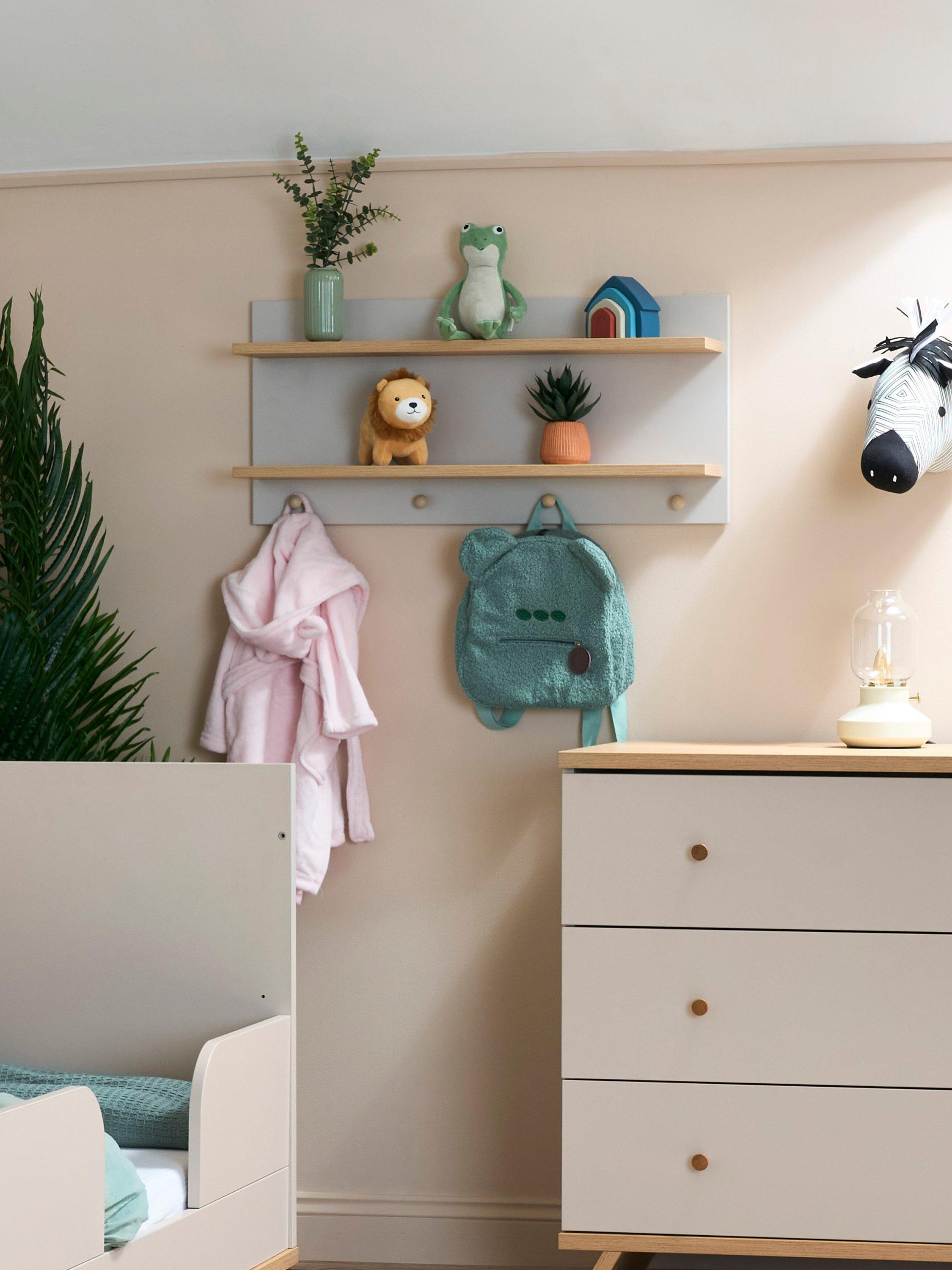 Obaby Thea wall shelf with hooks latte imported from the UK