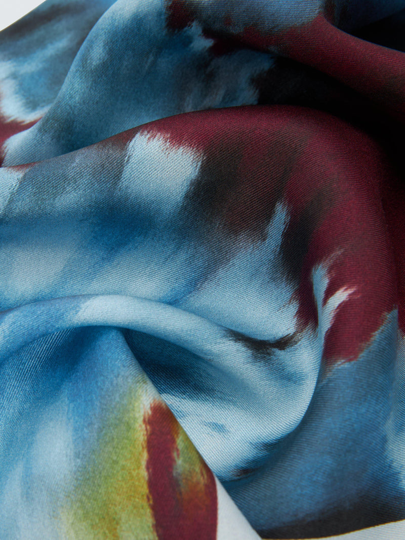 John Lewis silk scarf blurred floral aubergine multi (British brand)