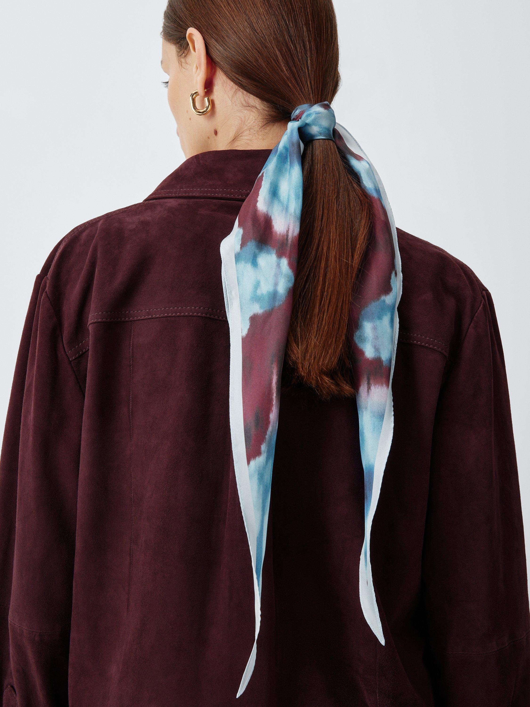 John Lewis silk scarf blurred floral aubergine multi (British brand)