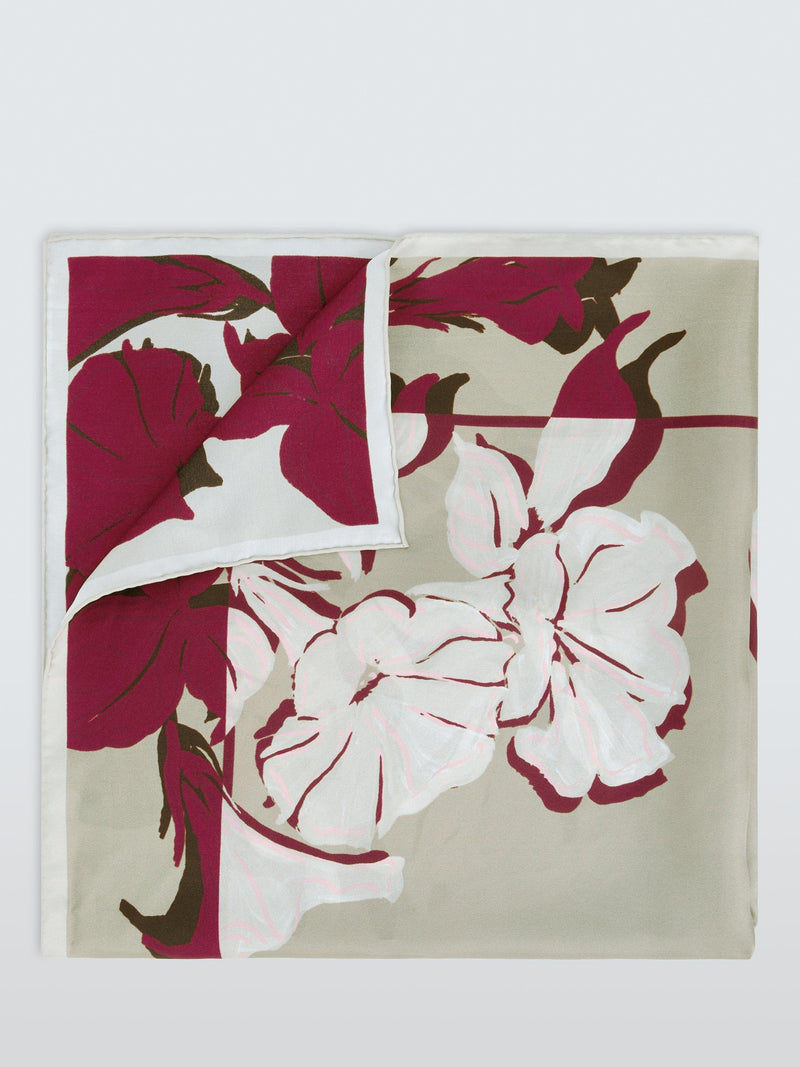 John Lewis silk floral border square scarf 65x65cm - British product