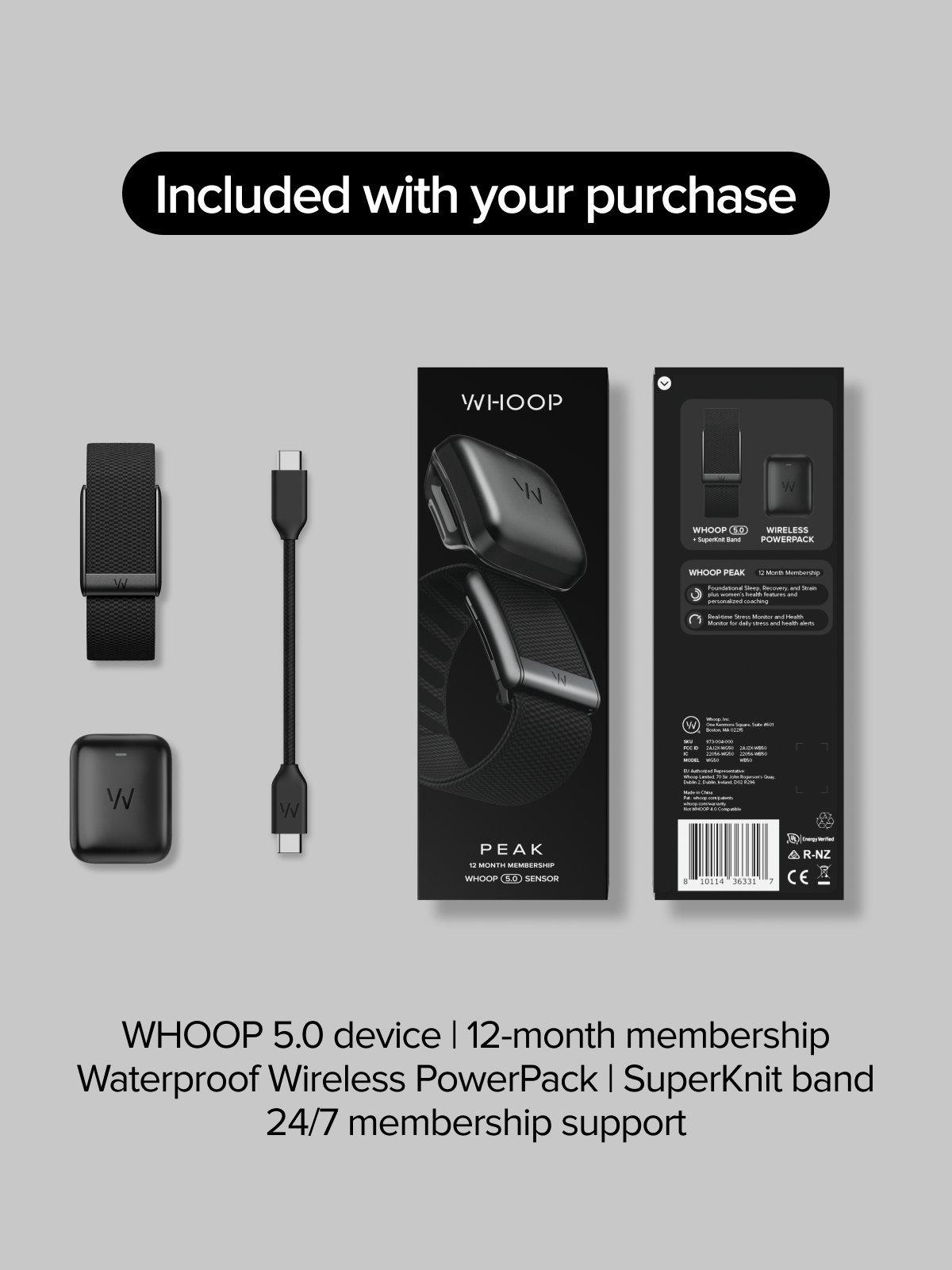 WHOOP Peak 5.0 fitness wearable Obsidian, imported from the UK