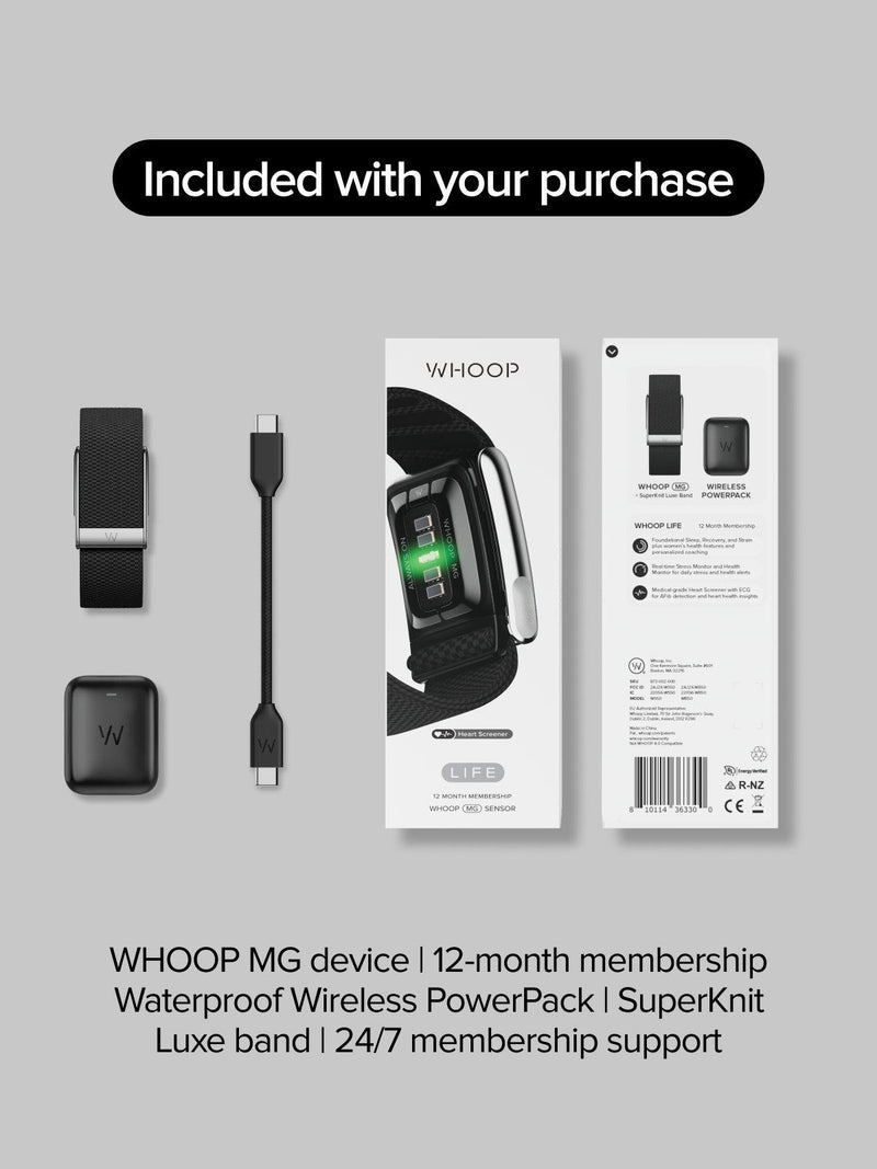 WHOOP Life MG fitness wearable with 12-month membership, imported from the UK