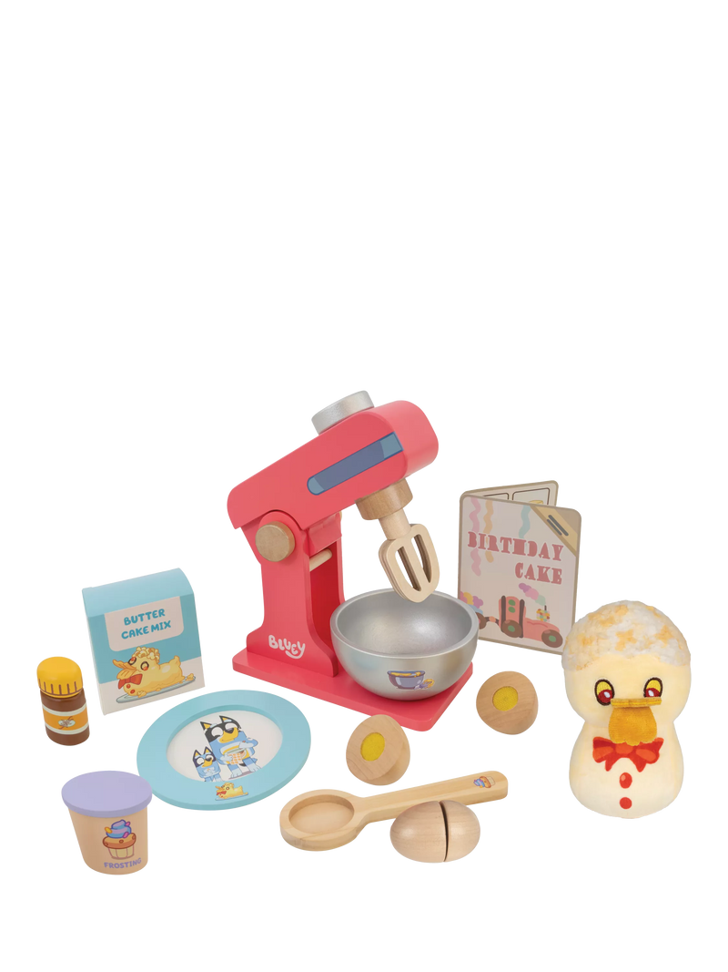 Bluey Duck Cake Baking Set with wooden toys - British product
