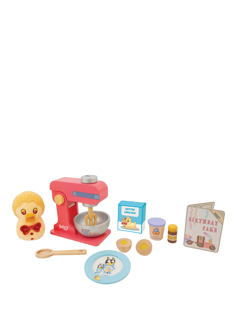 Bluey Duck Cake Baking Set with wooden toys - British product