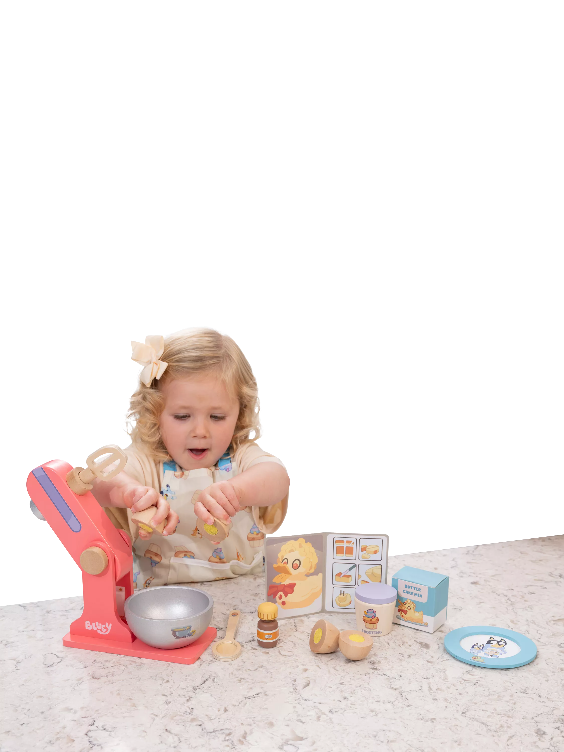 Bluey Duck Cake Baking Set with wooden toys - British product
