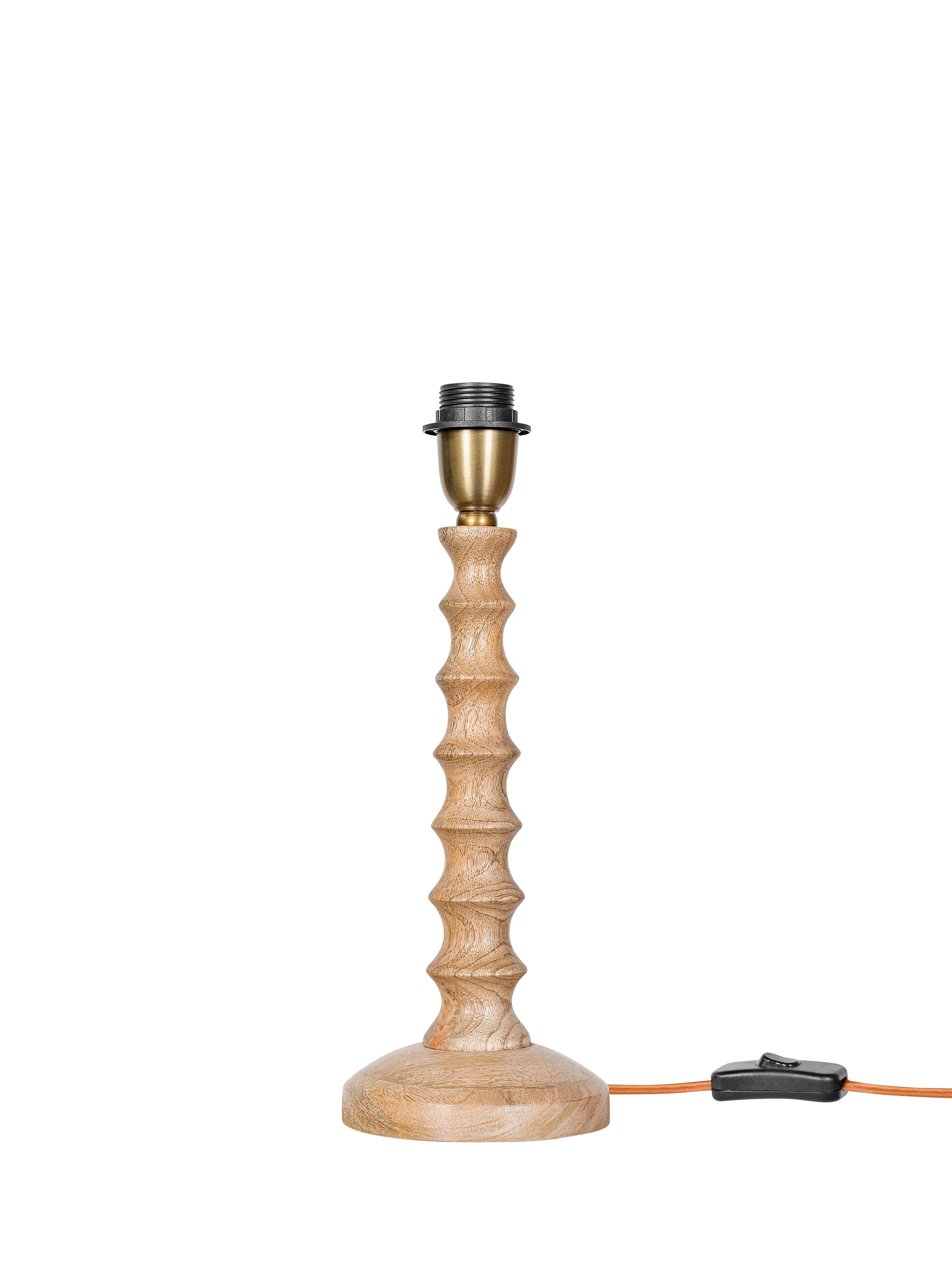 nkuku Avisa mango wood spiral table lamp imported from the UK