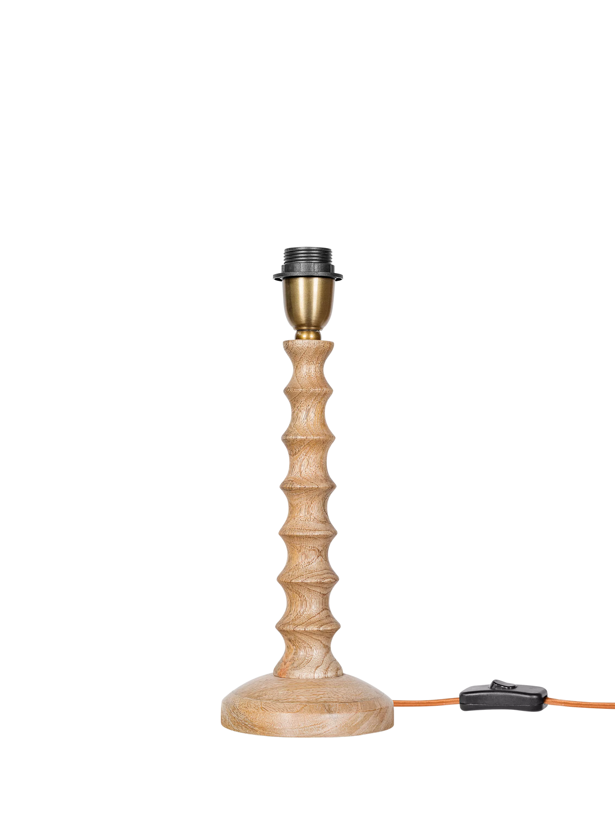 nkuku Avisa mango wood spiral table lamp imported from the UK