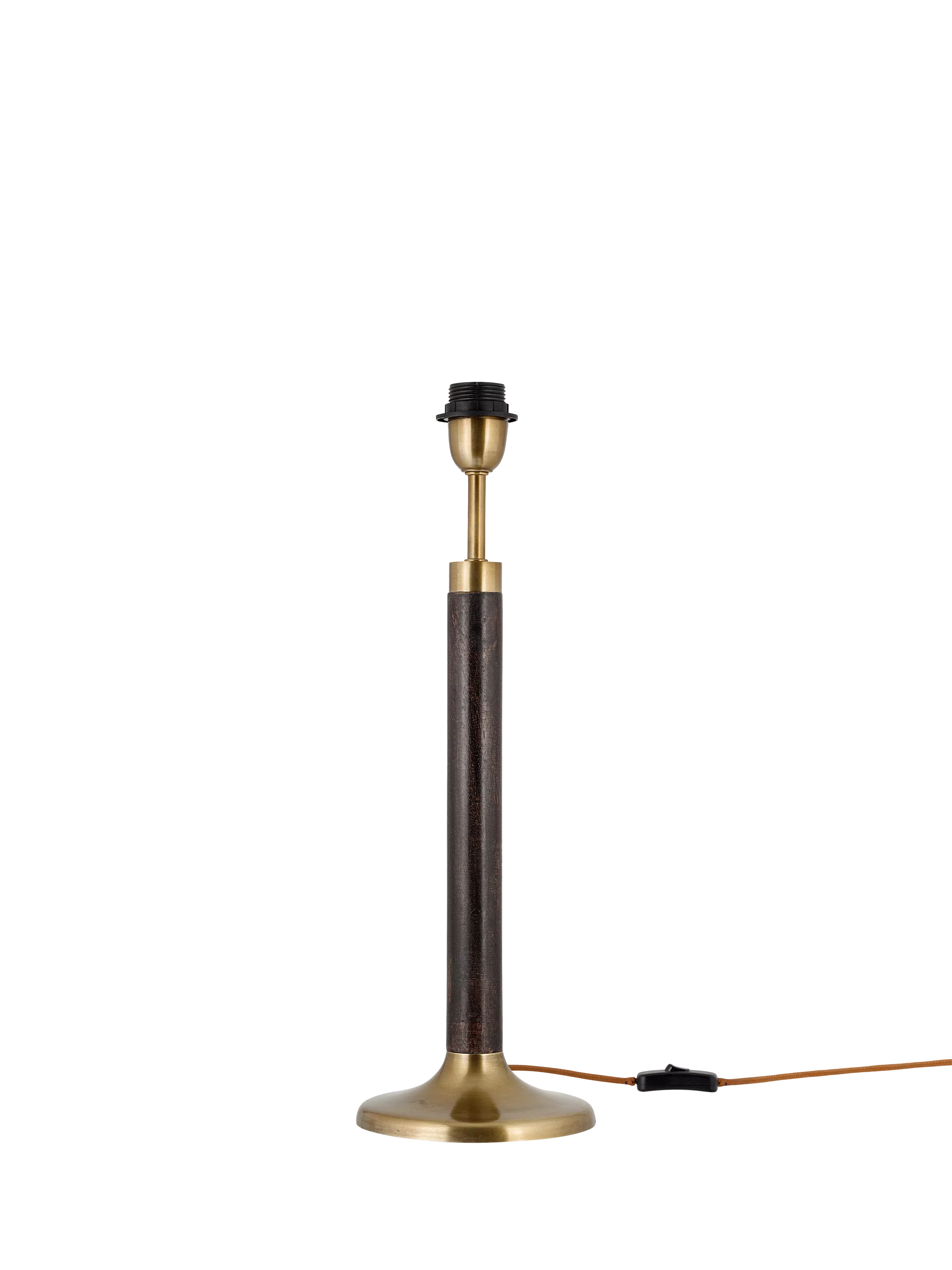 nkuku Digha wood and metal table lamp base, imported from the UK