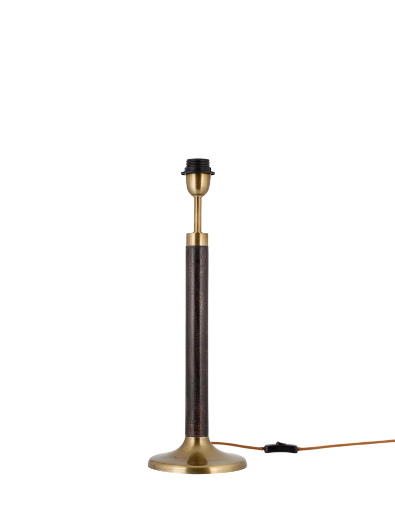 nkuku Digha wood and metal table lamp base, imported from the UK
