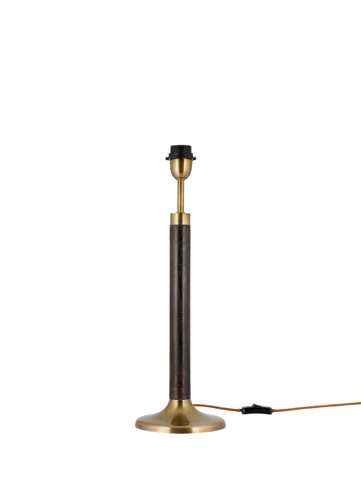 nkuku Digha wood and metal table lamp base, imported from the UK