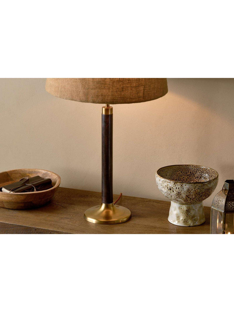 nkuku Digha wood and metal table lamp base, imported from the UK