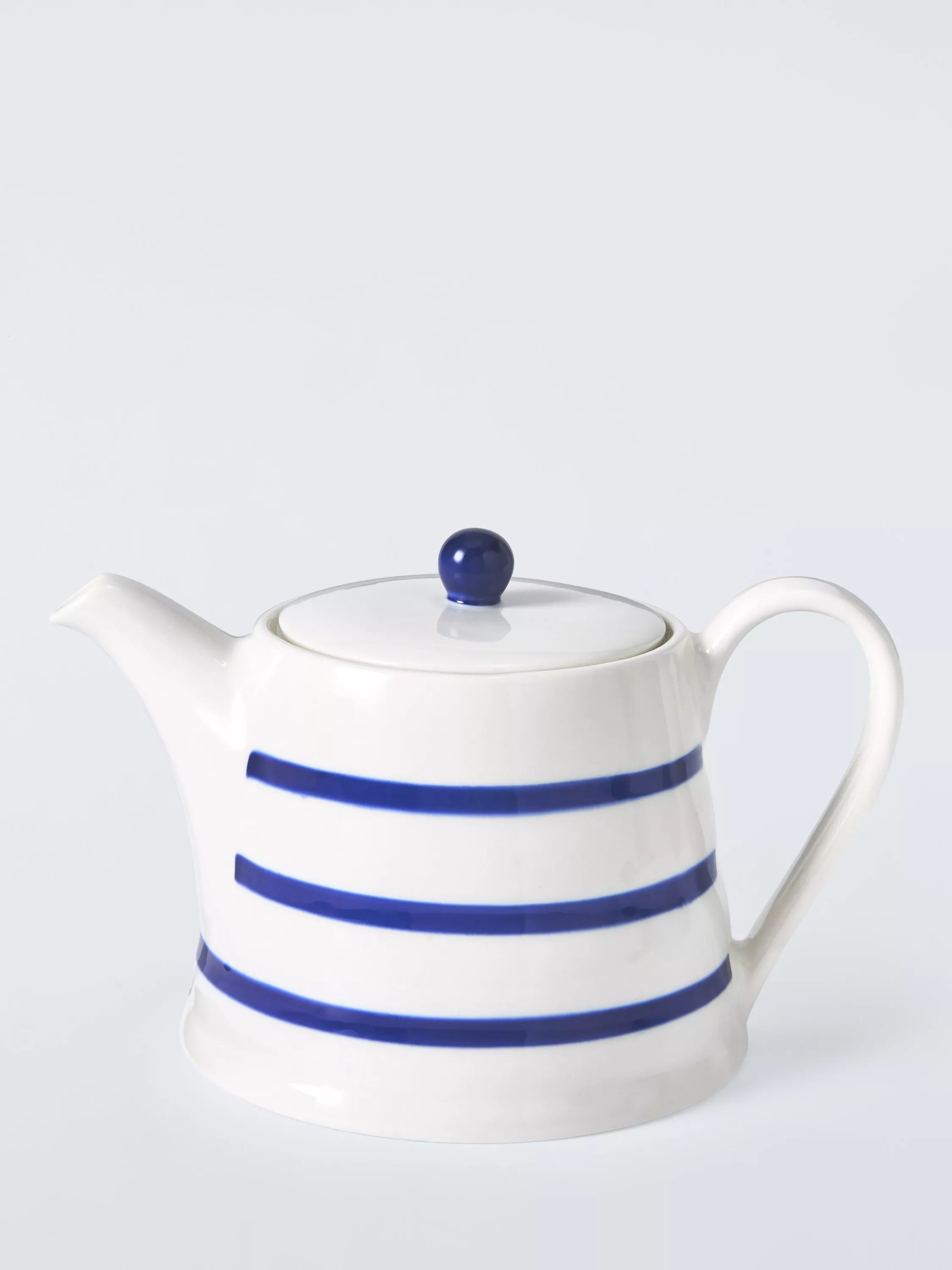 John Lewis stoneware teapot Harbour blue rim 1.3L, imported from the UK