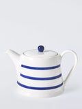 John Lewis stoneware teapot Harbour blue rim 1.3L, imported from the UK