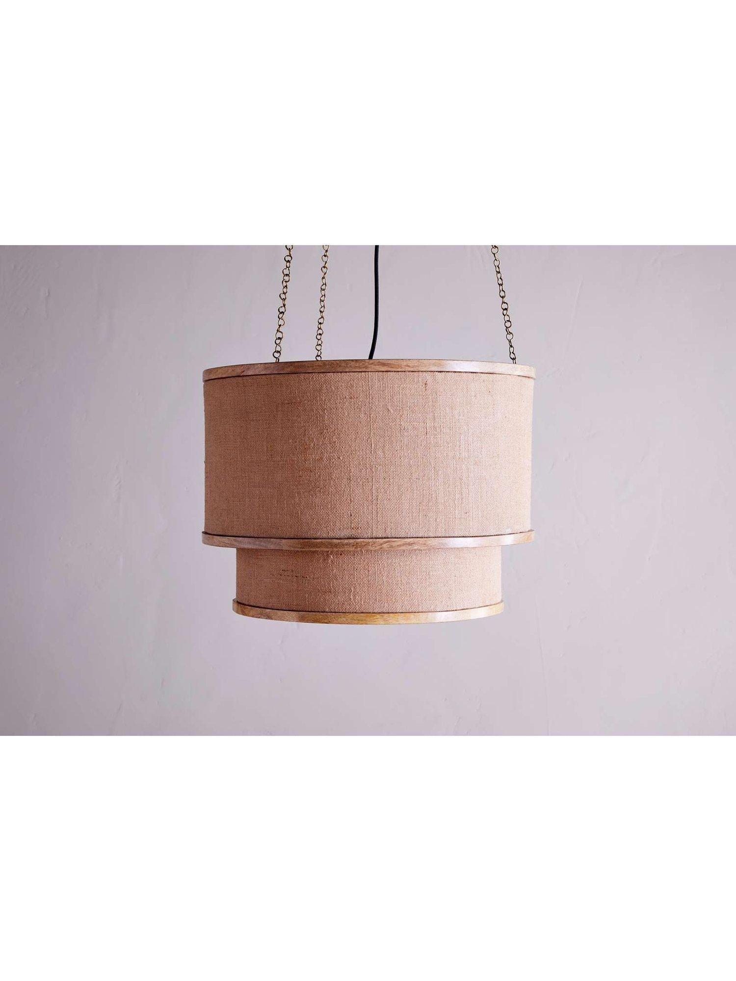 nkuku Darat mango wood and jute ceiling light natural, British brand