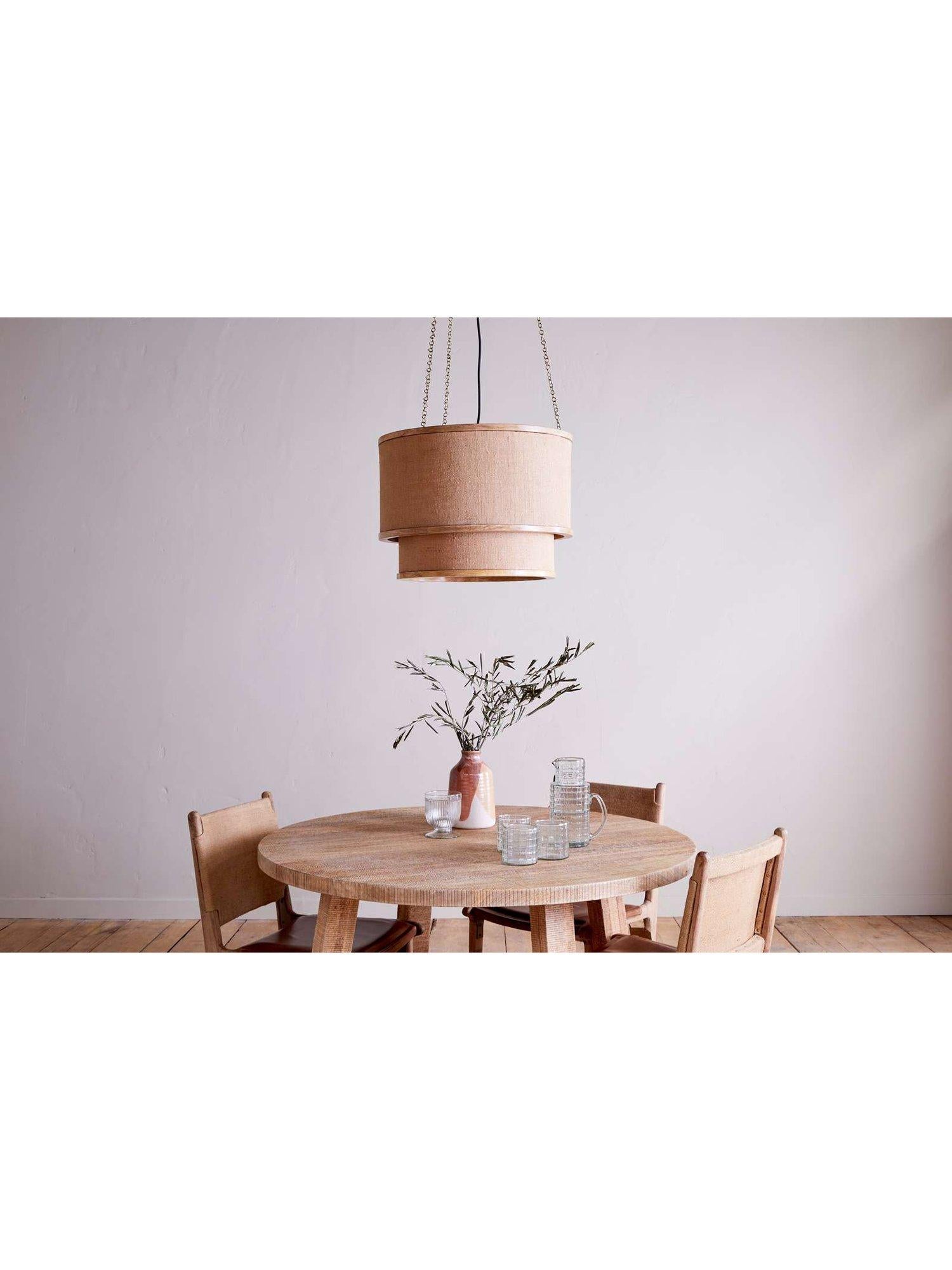 nkuku Darat mango wood and jute ceiling light natural, British brand