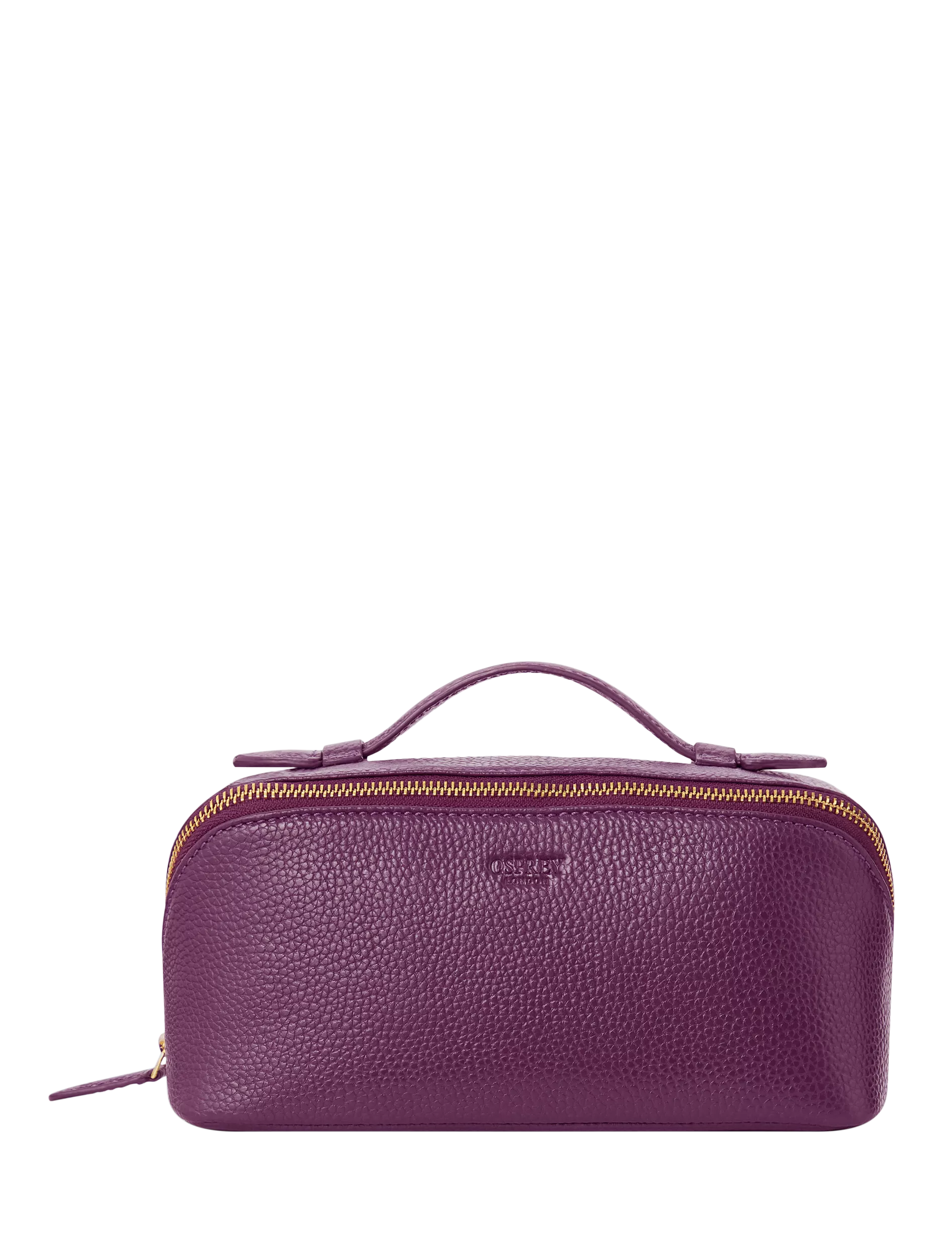 OSPREY LONDON Jet Set Leather Wash Bag, Aubergine