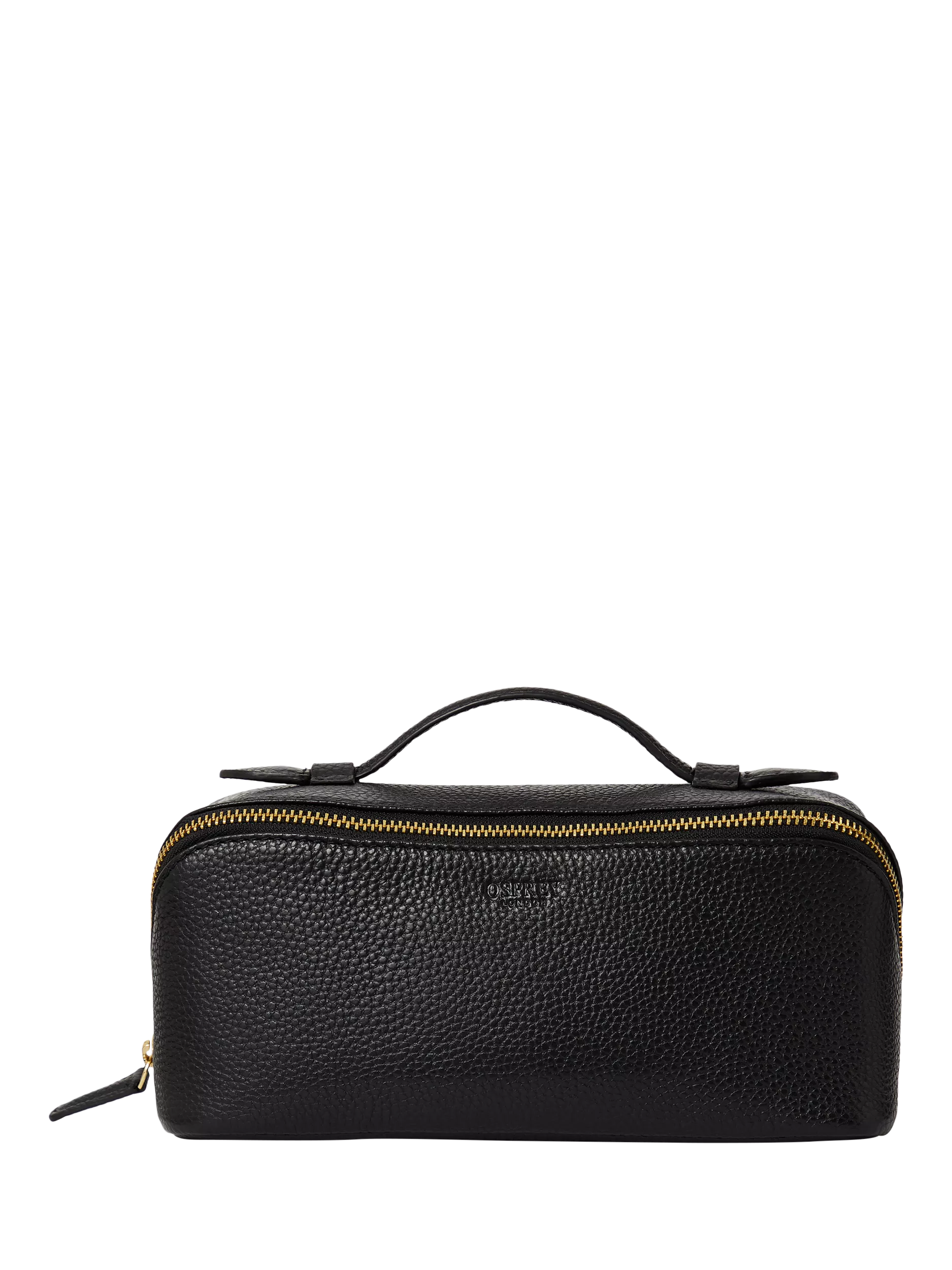 OSPREY LONDON Jet Set Leather Wash Bag, Black